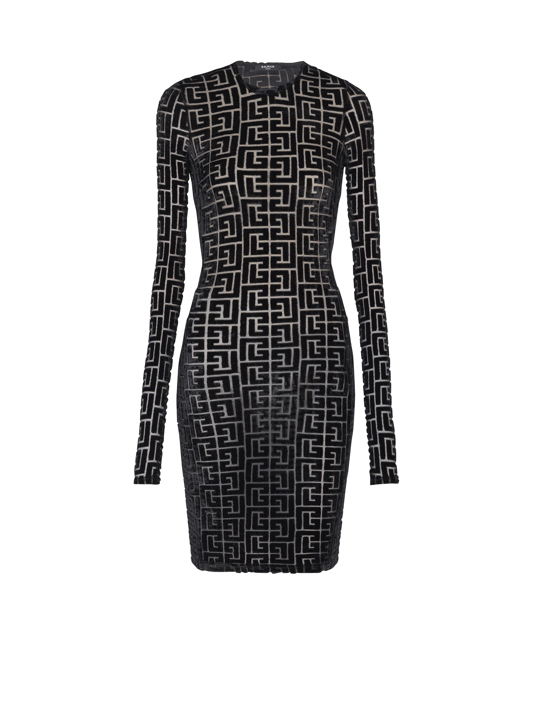 Short monogrammed velvet dress