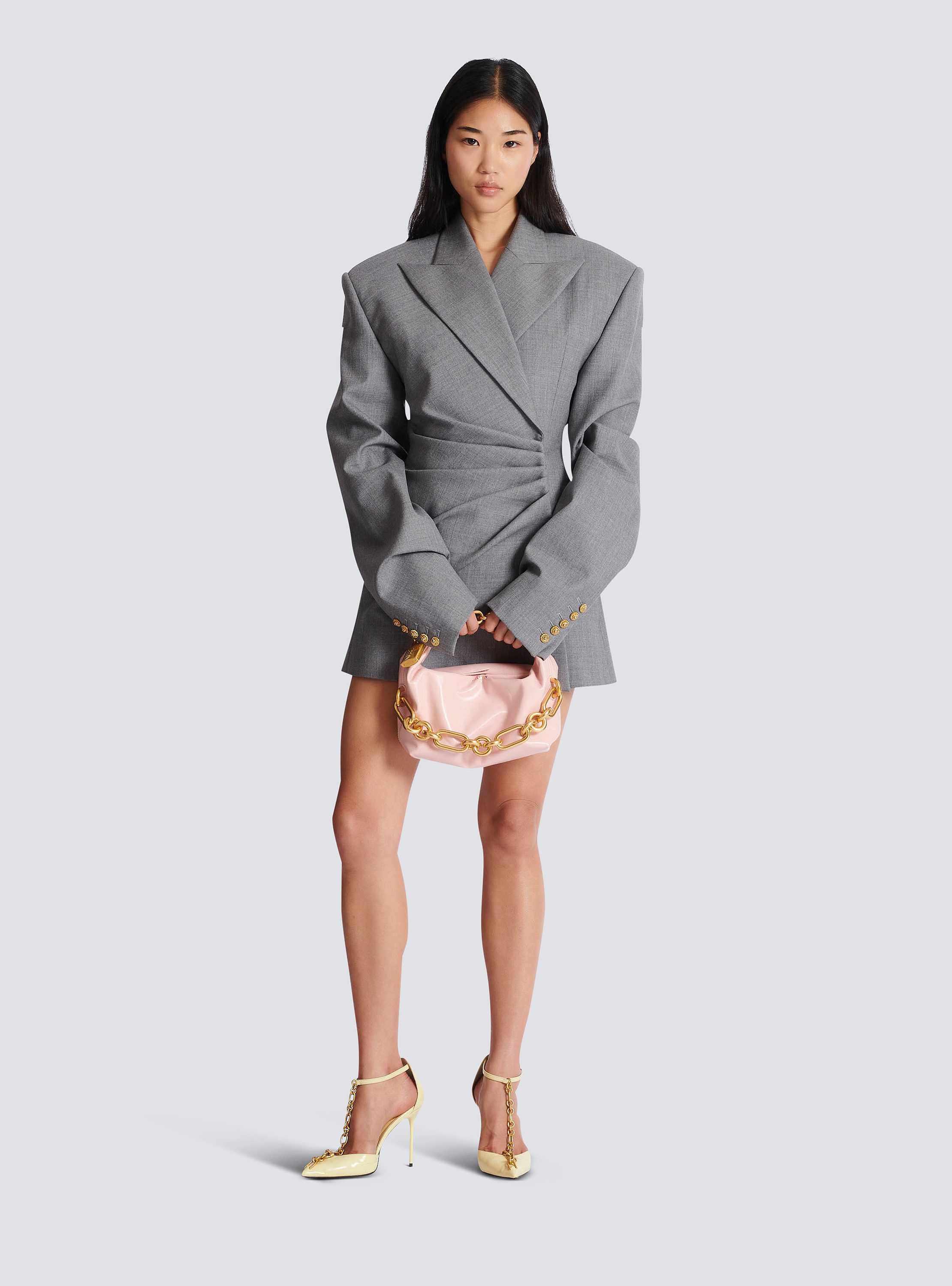 Short jacket dress in draped wool