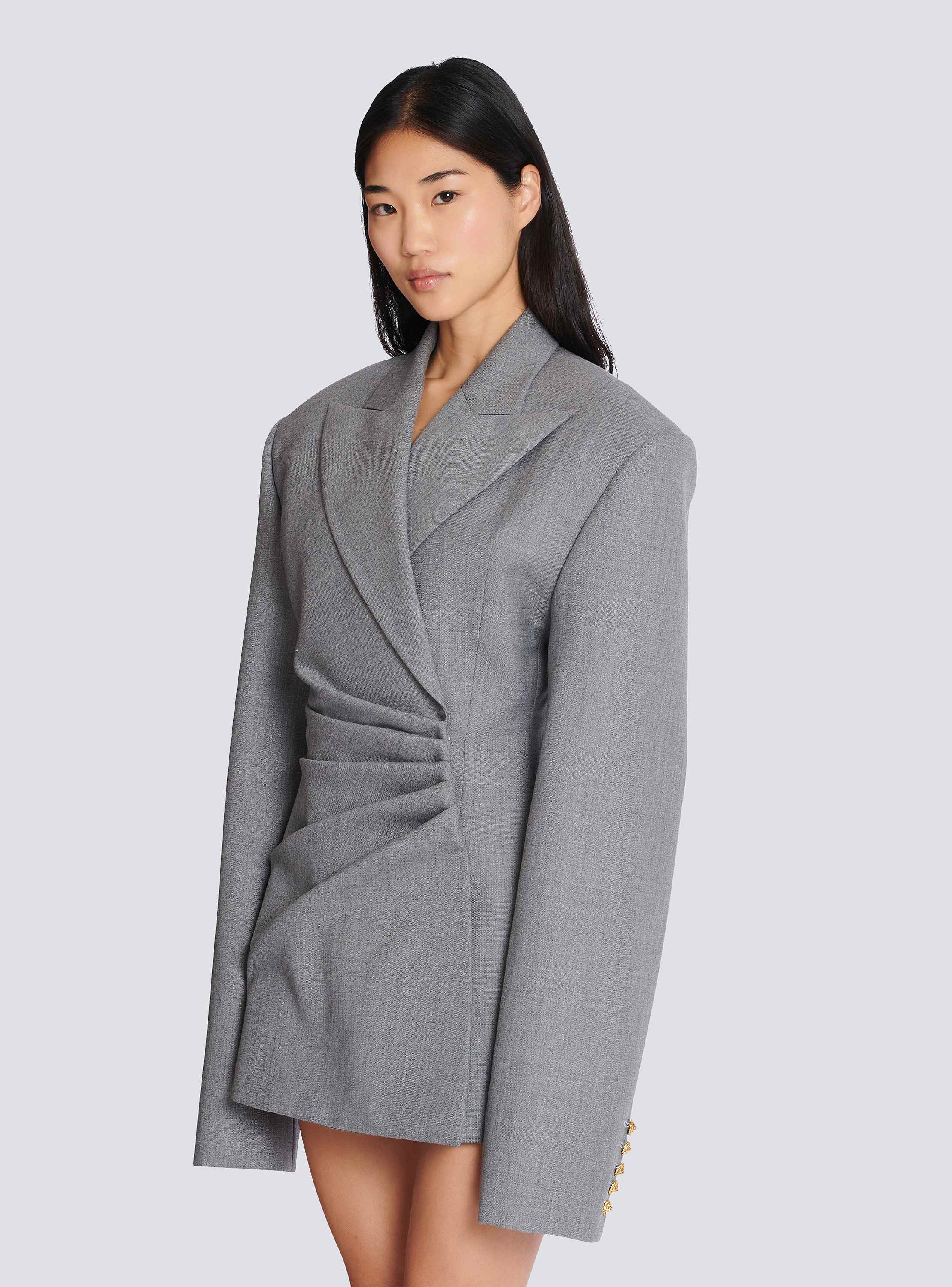 Short jacket dress in draped wool