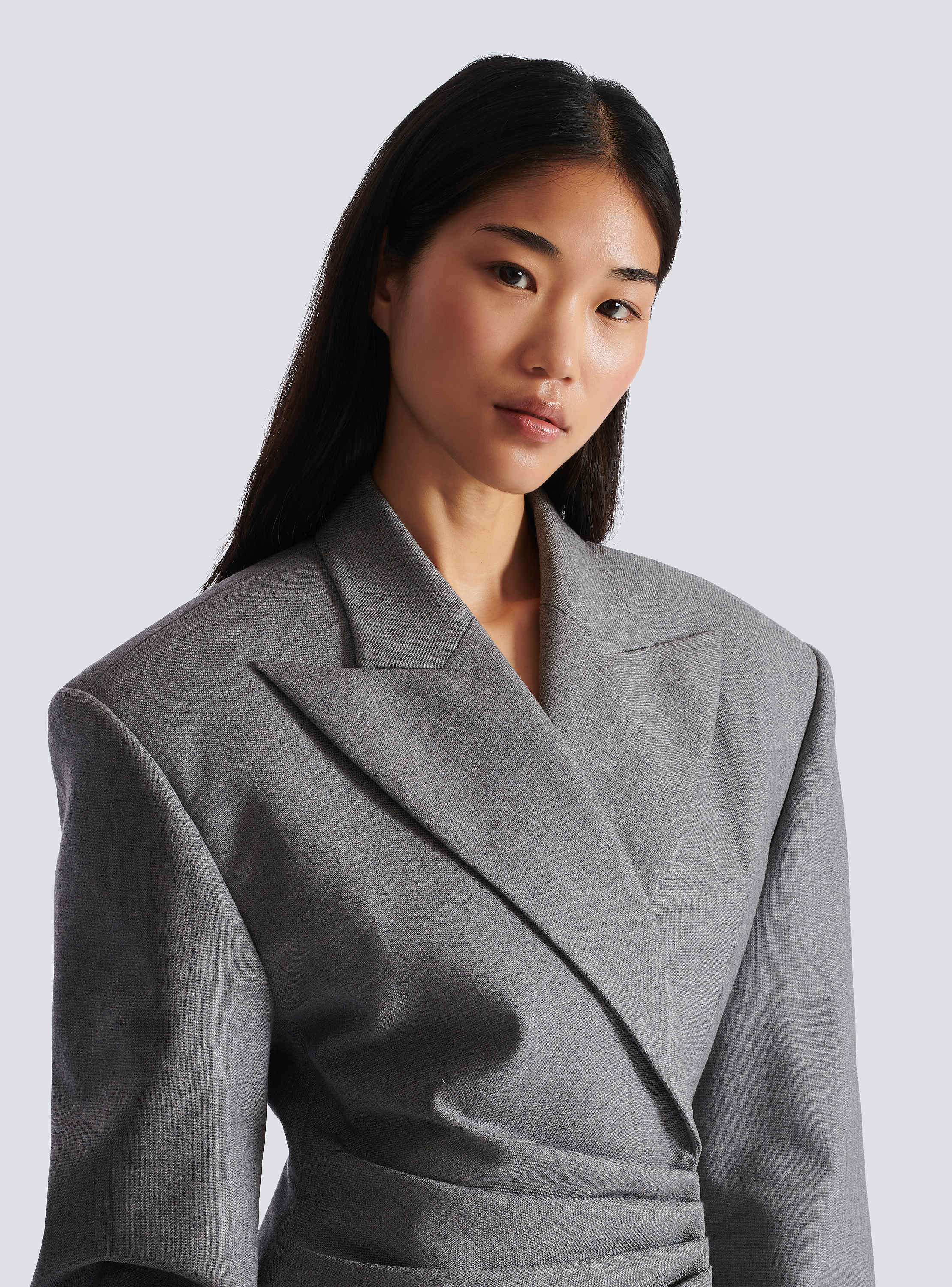 Short jacket dress in draped wool