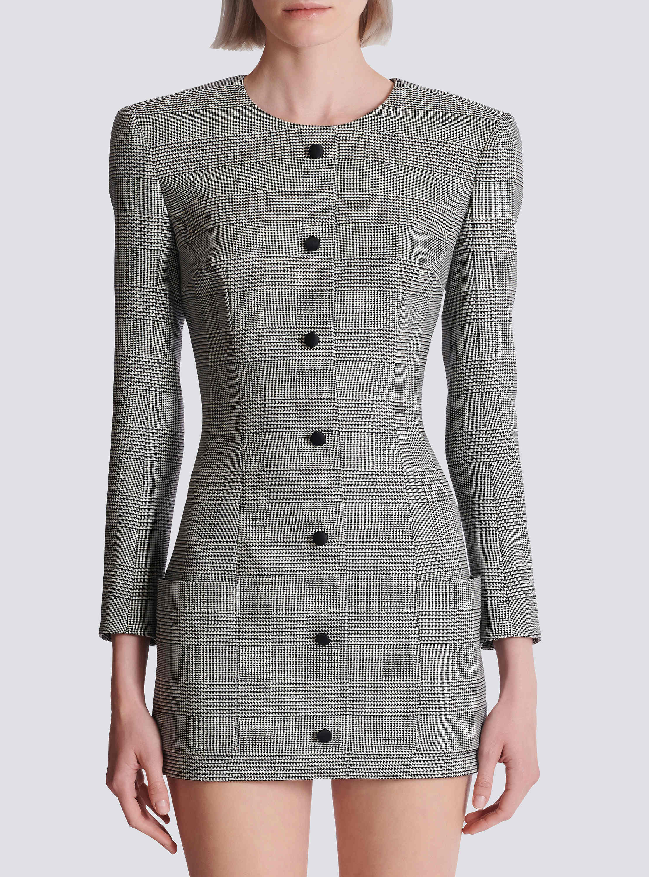 Short dress in Prince of Wales jacquard