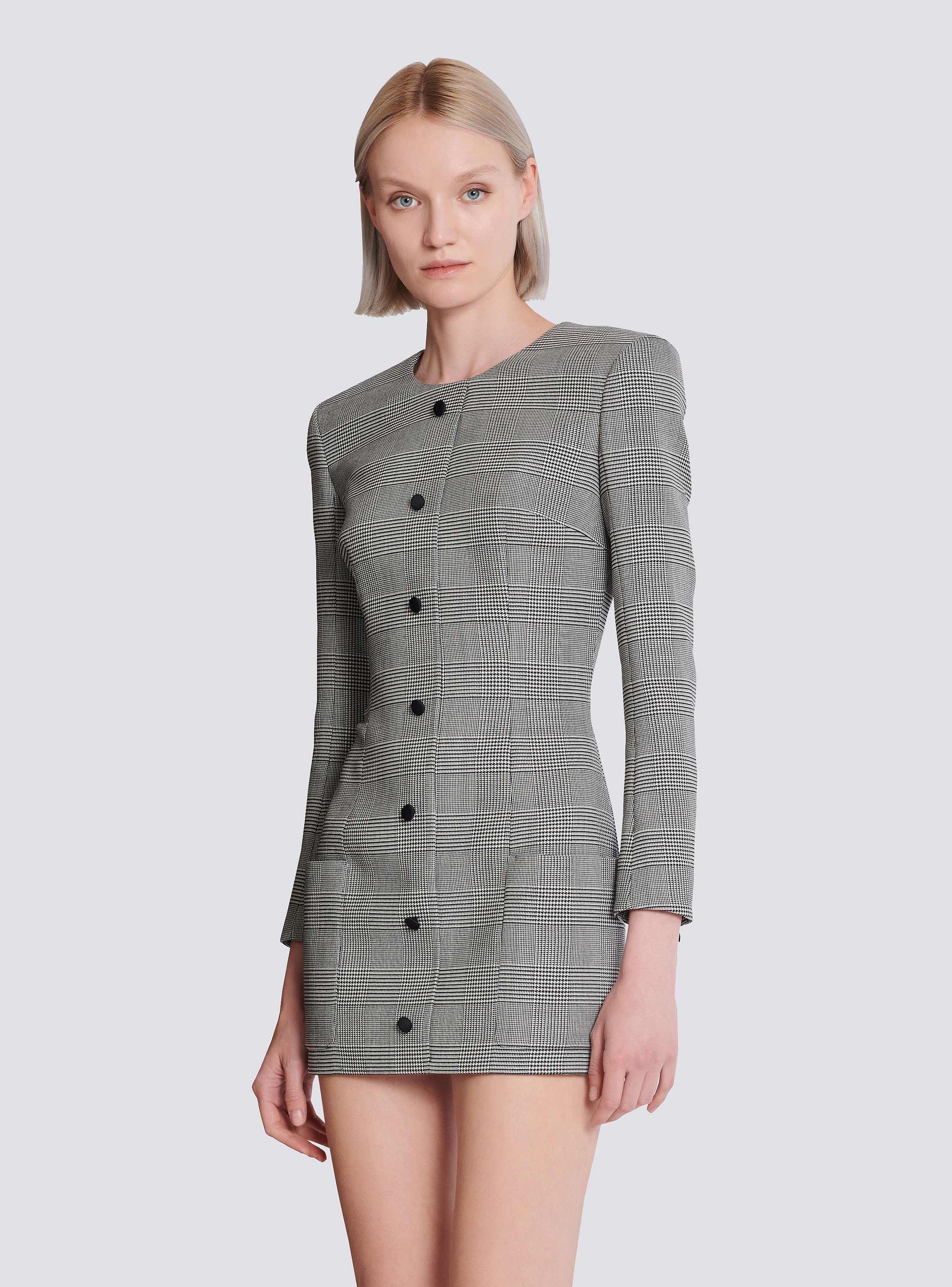 Short dress in Prince of Wales jacquard