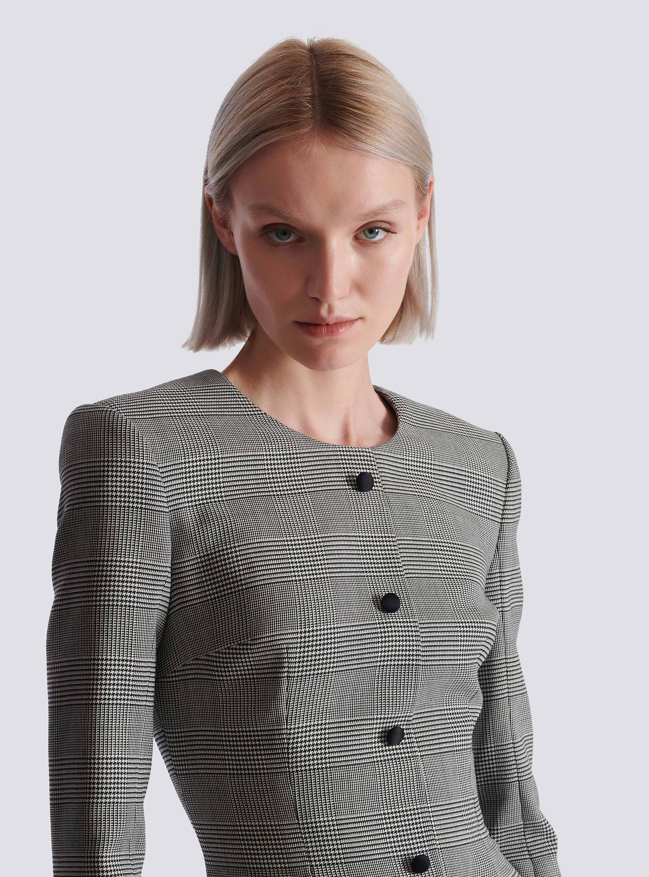 Short dress in Prince of Wales jacquard