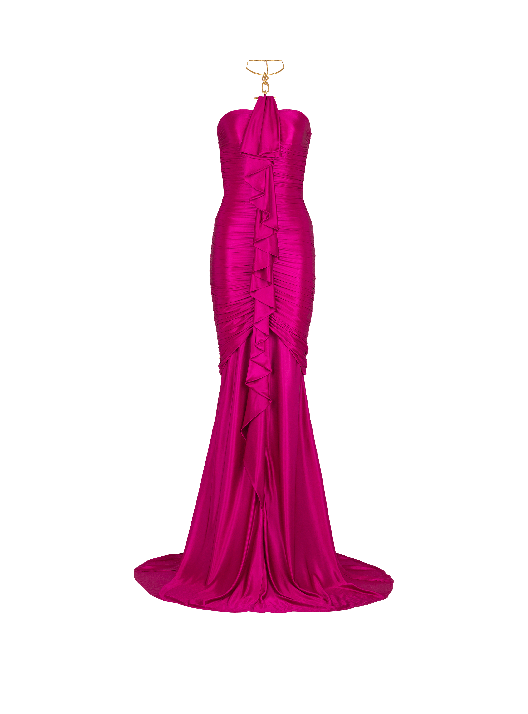 Long draped bustier dress with embellished detail