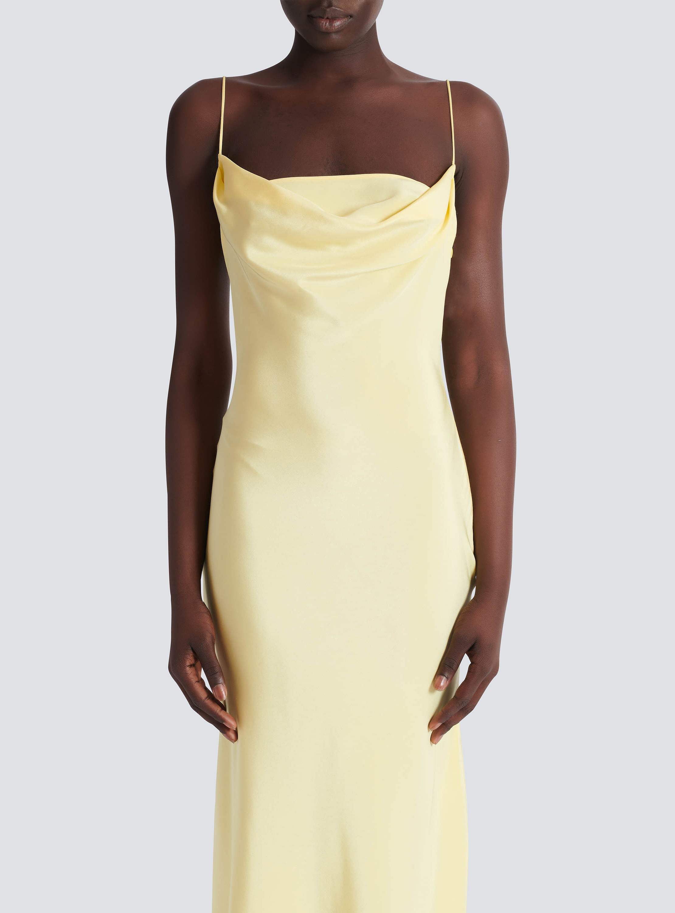 Long strappy dress in silk satin