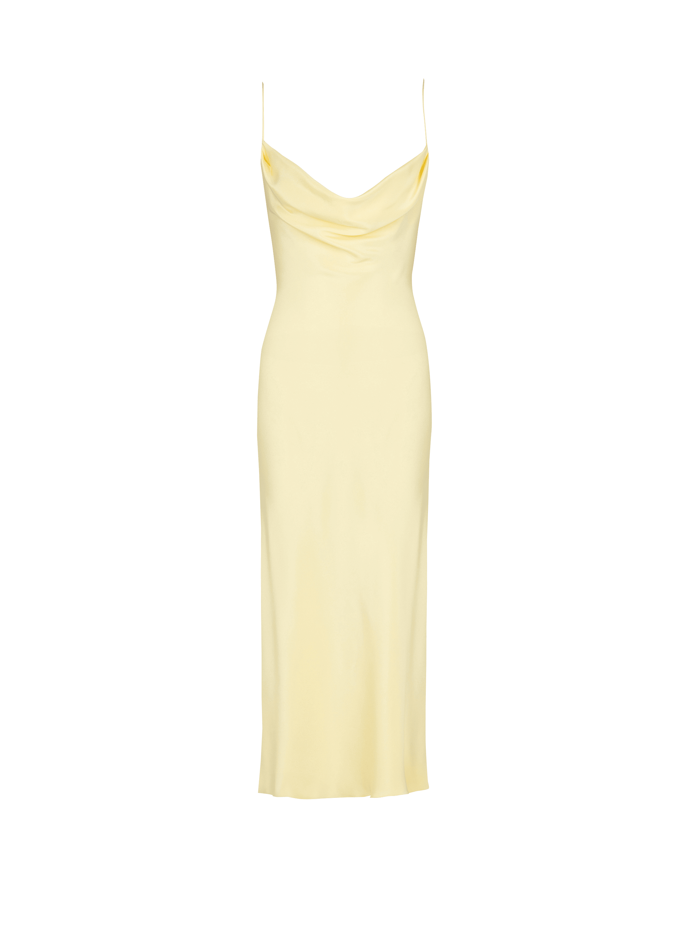 Long strappy dress in silk satin