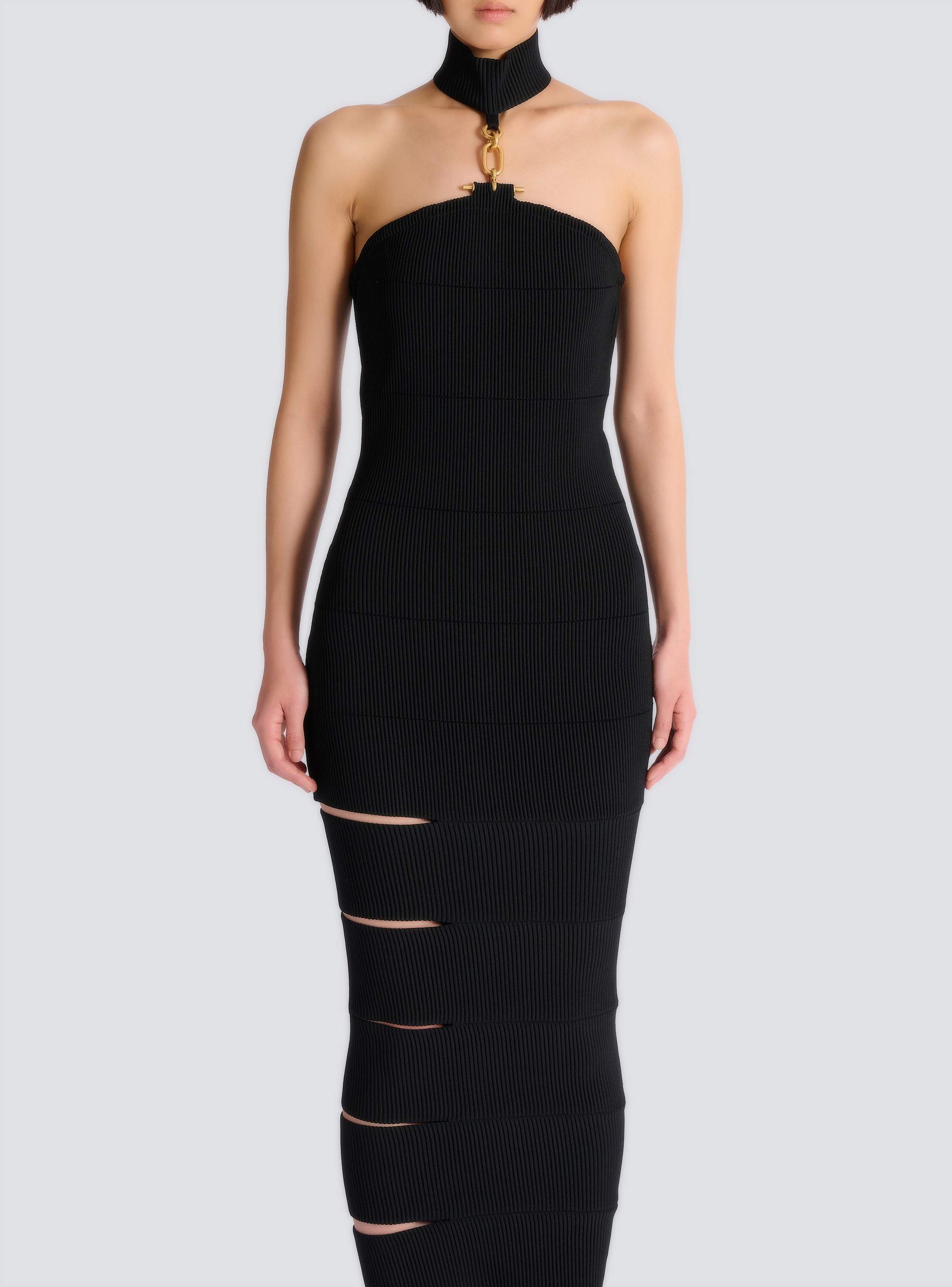 Long sleeveless dress with embellished detail