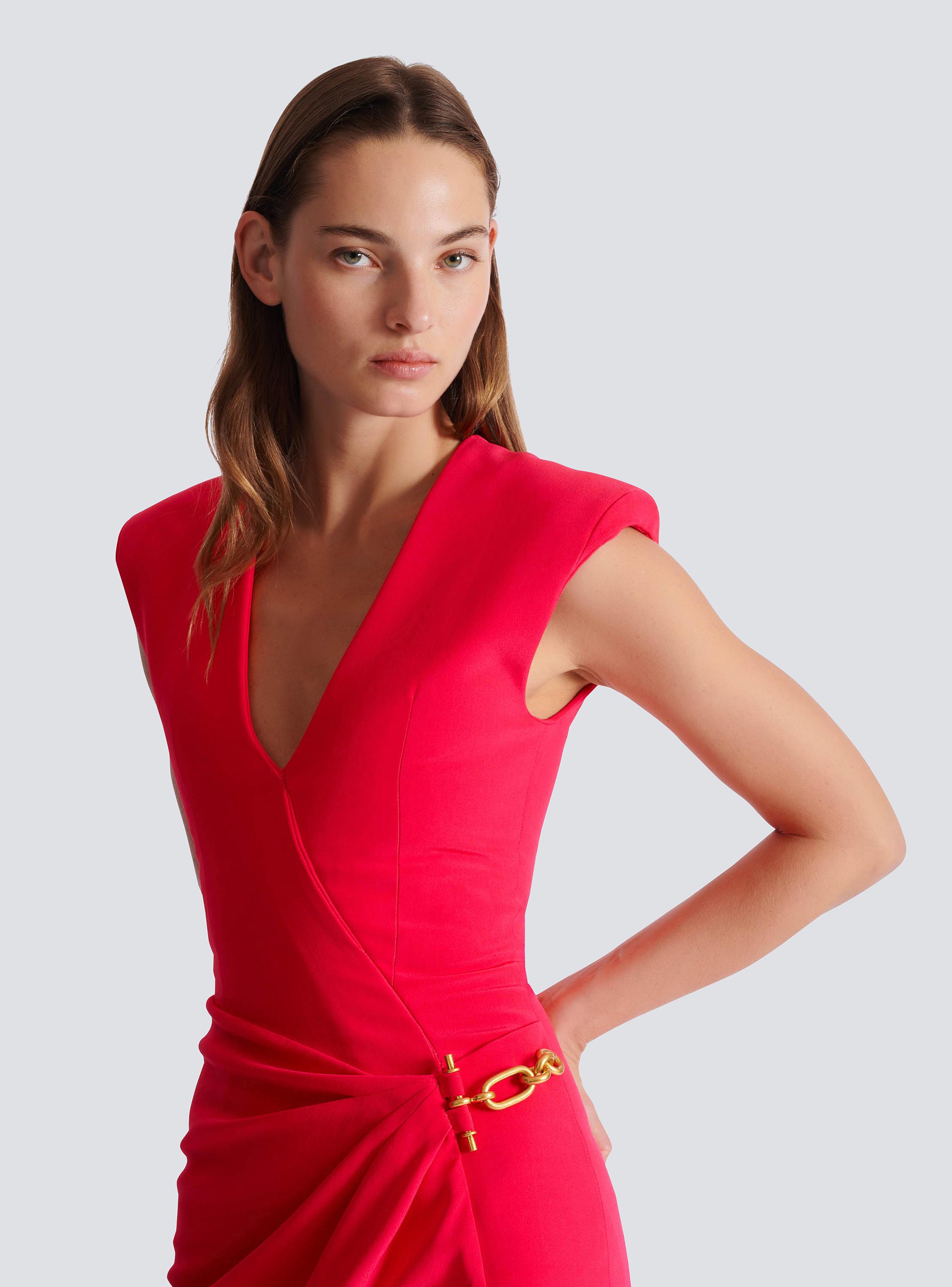 Long crepe dress with embellished detail