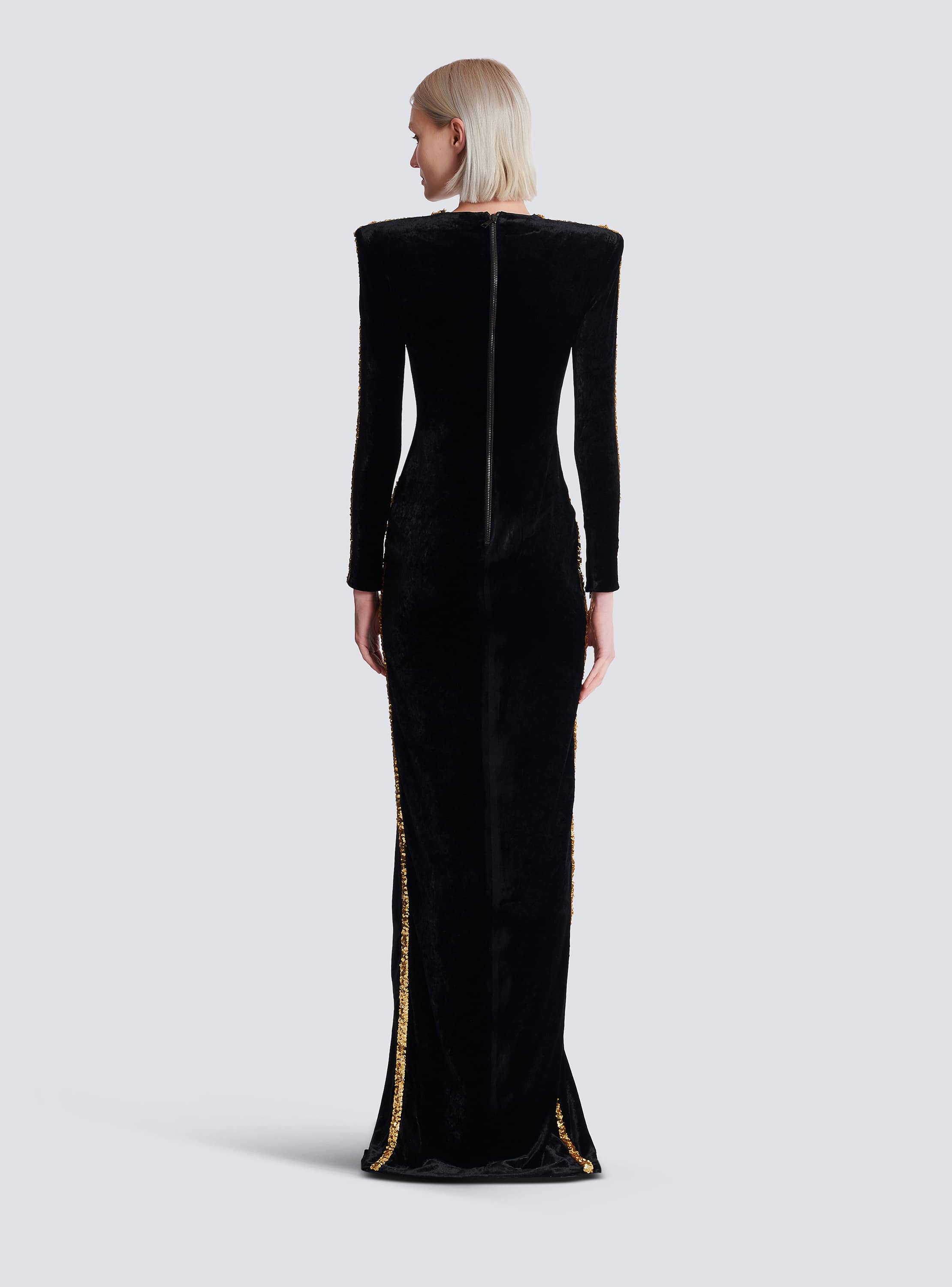 Long embellished velvet dress