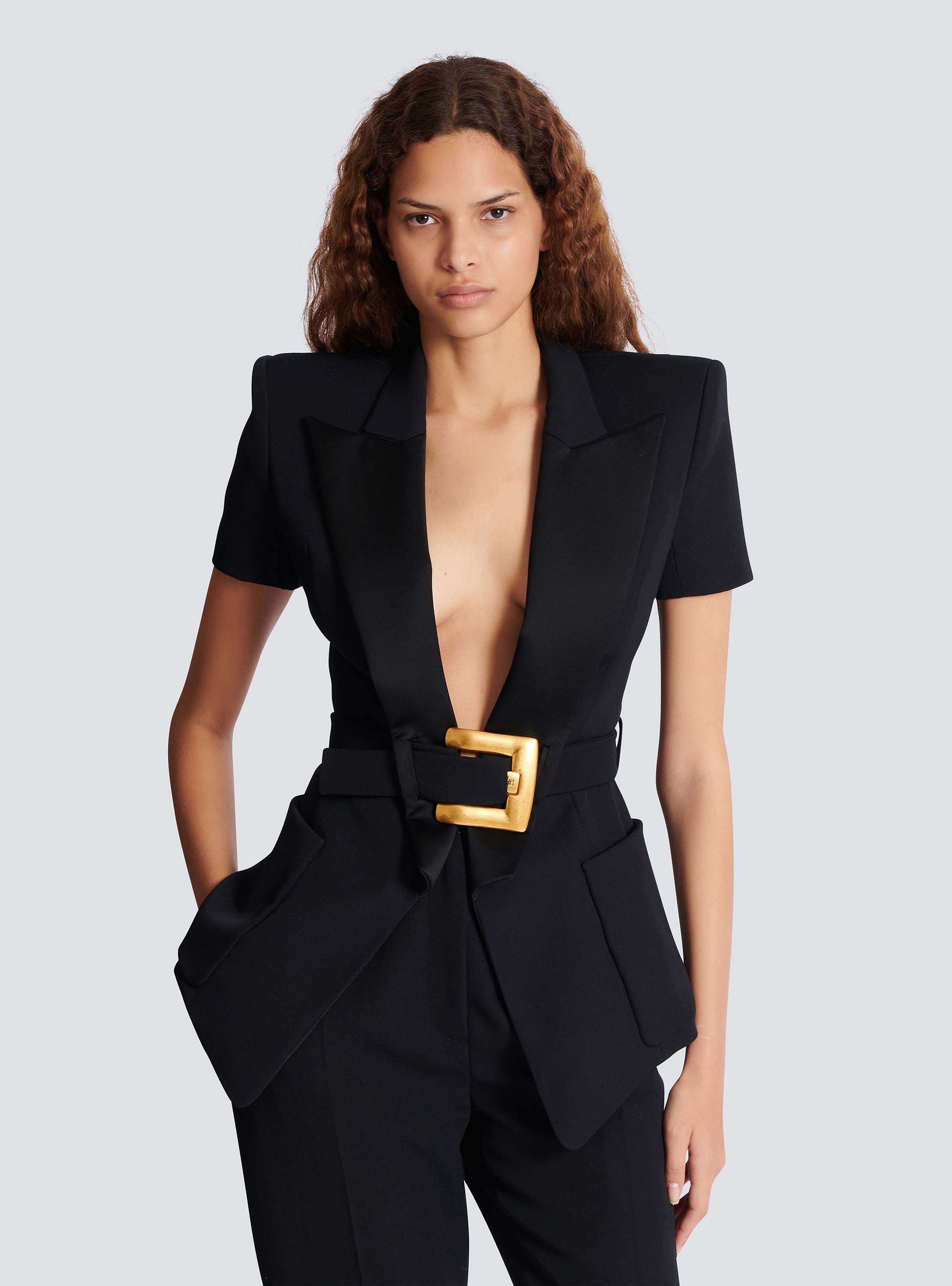 Grain de poudre jacket with belt detail