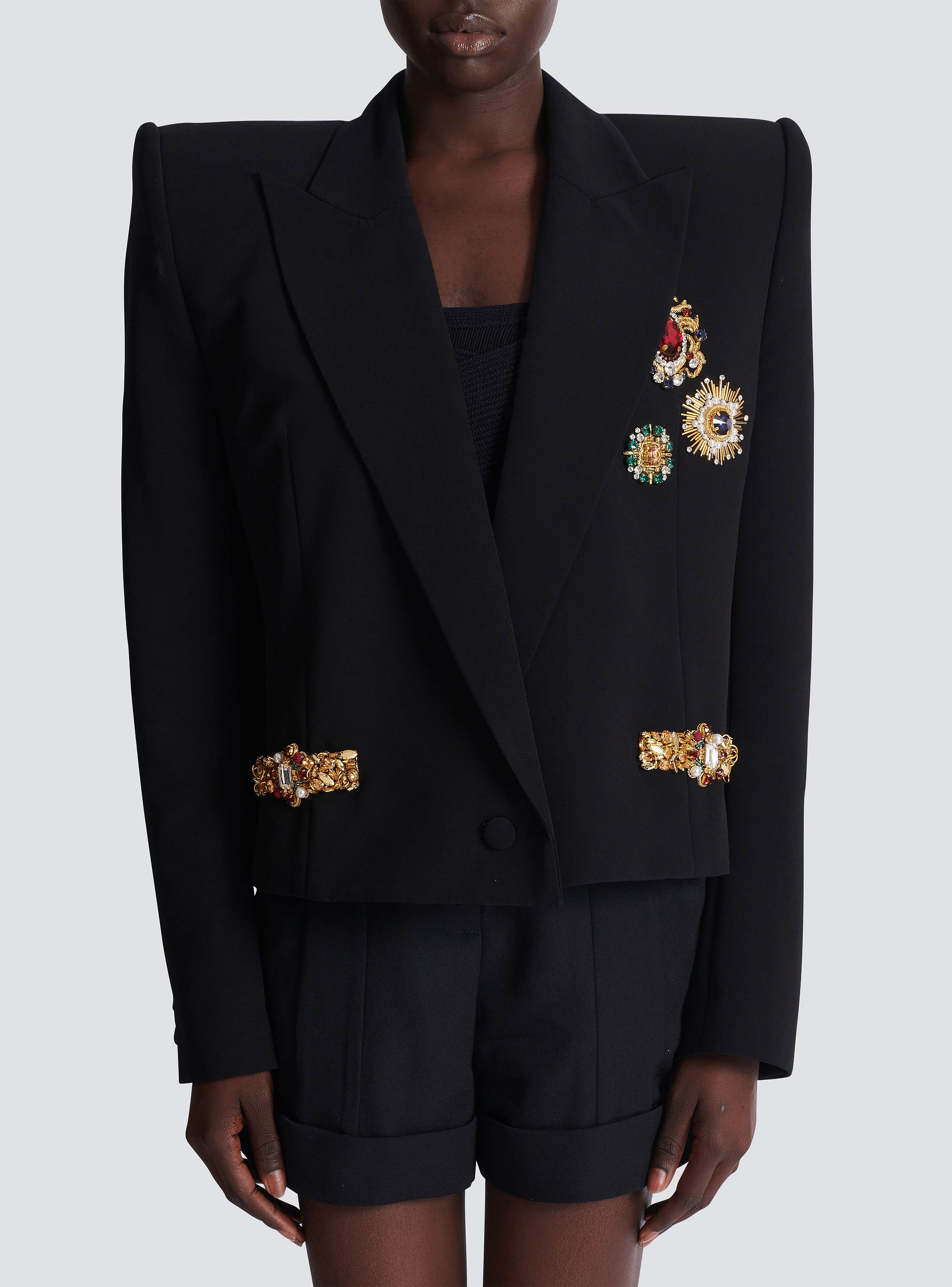 Cropped embroidered jacket