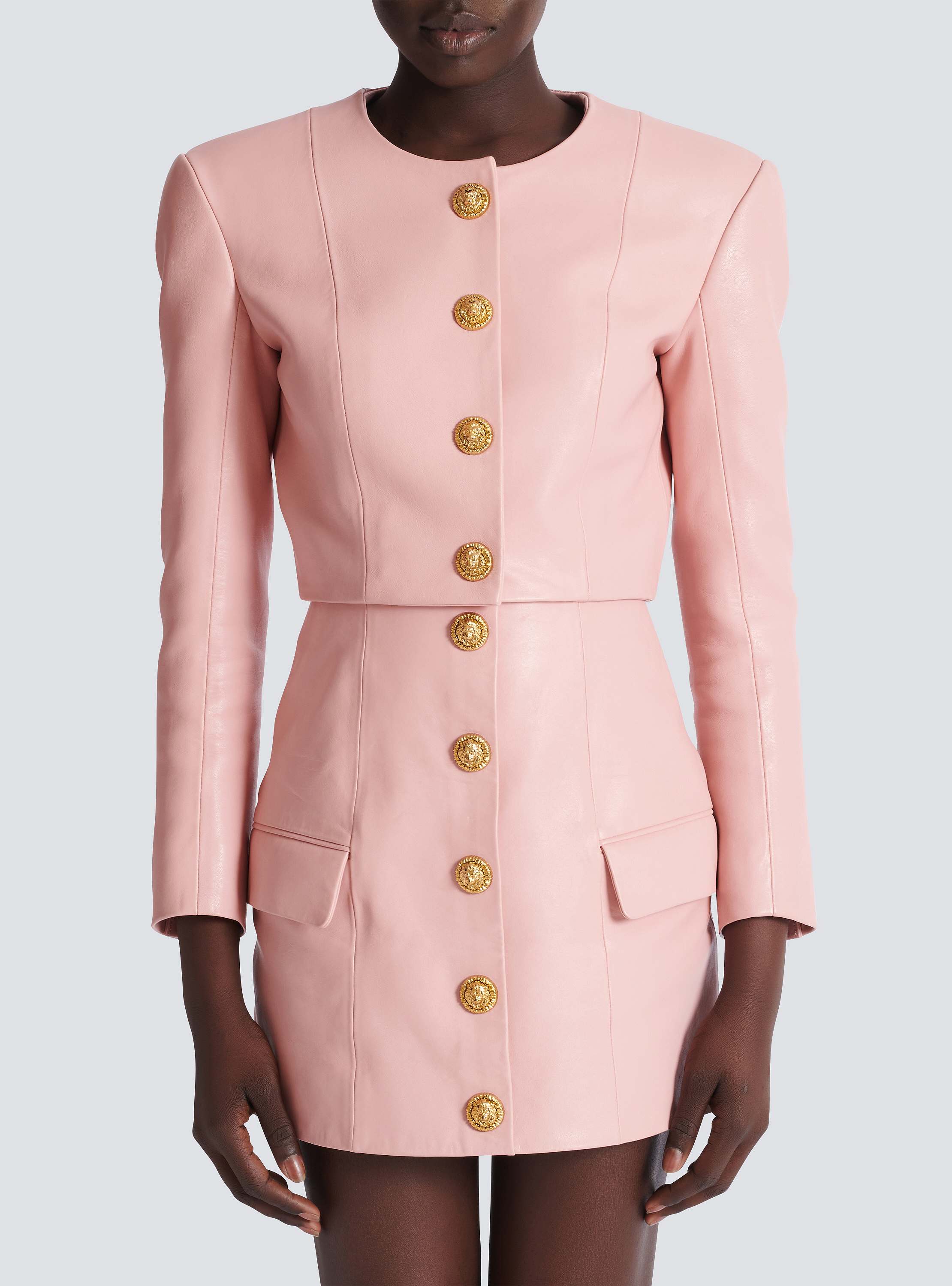 Cropped lambskin jacket