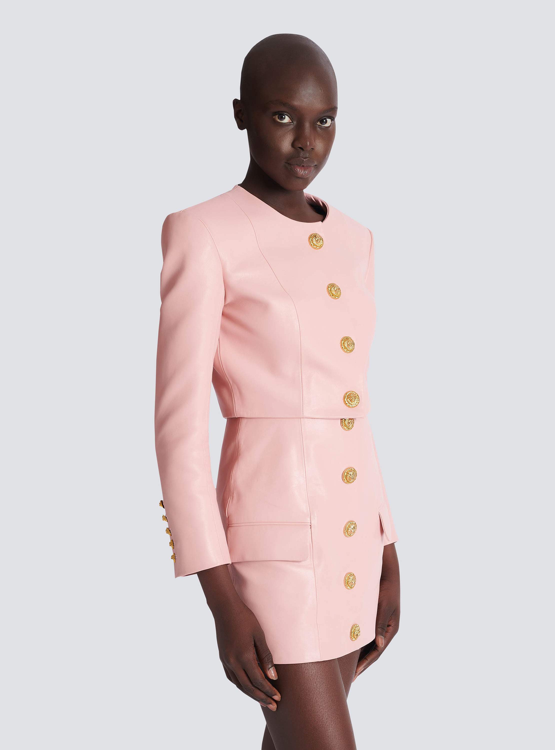 Cropped lambskin jacket