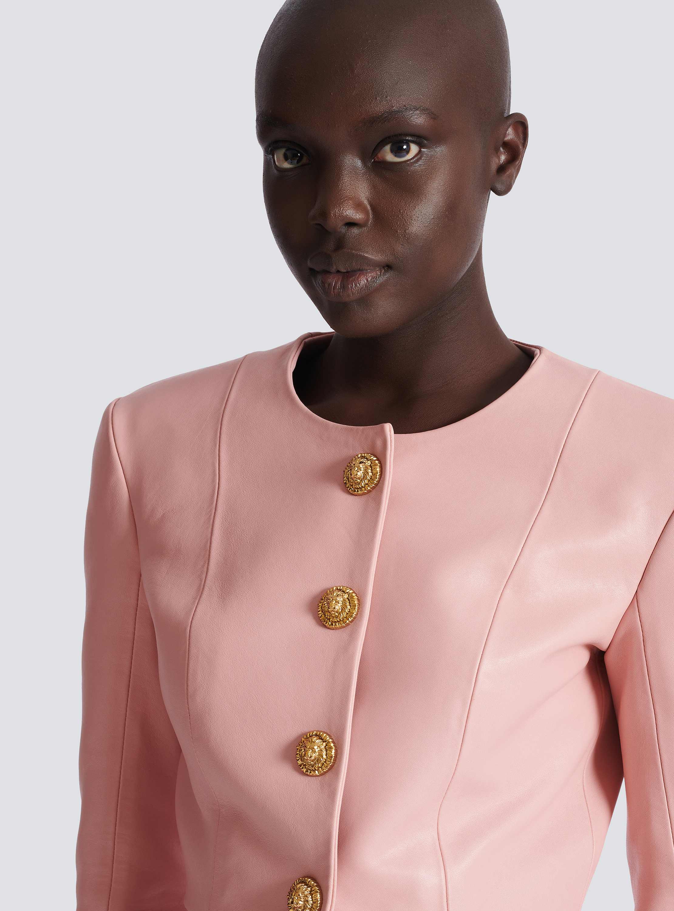 Cropped lambskin jacket