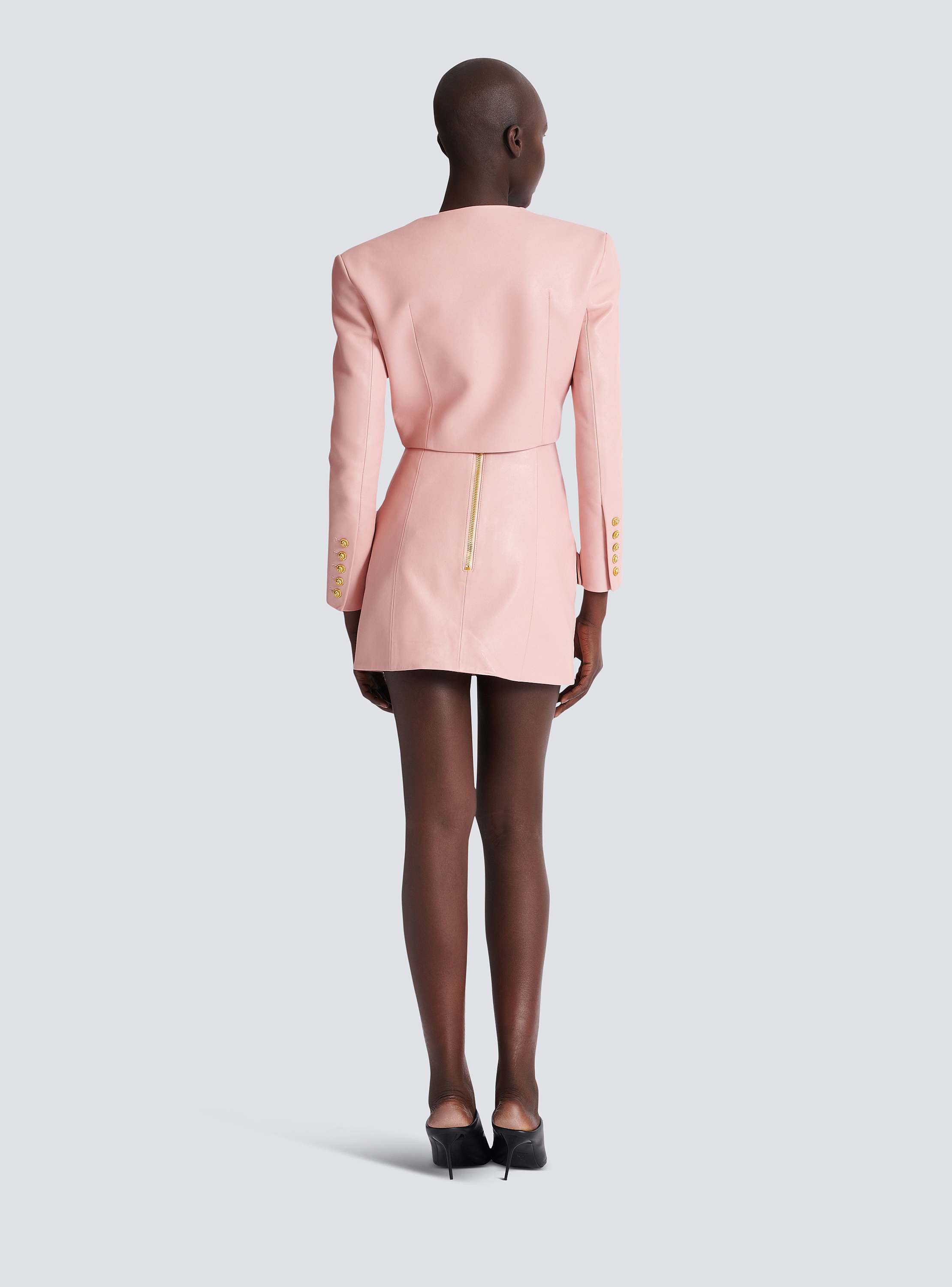 Cropped lambskin jacket