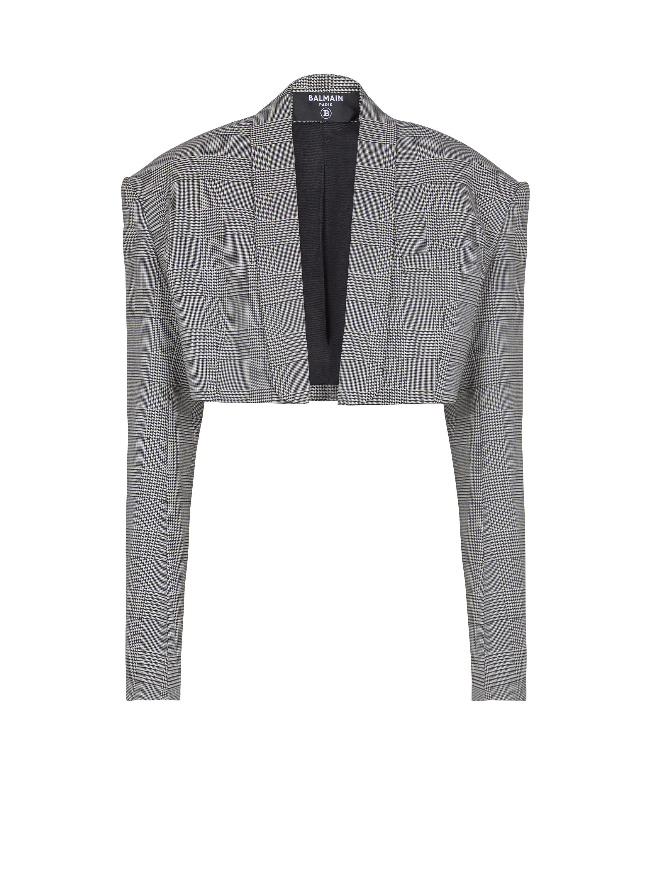 Cropped jacket in Prince of Wales jacquard