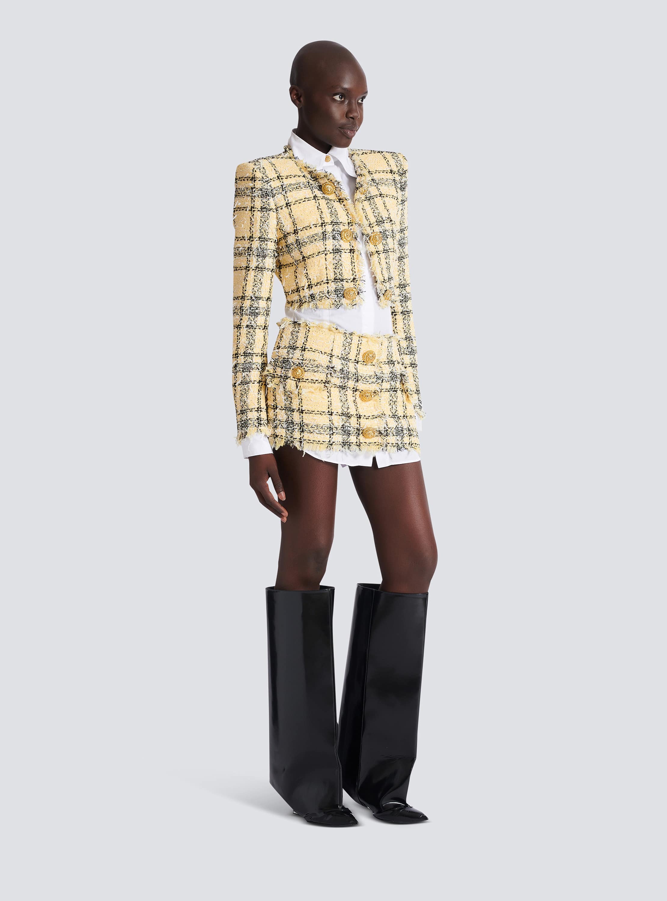 Cropped jacket in glitter tweed