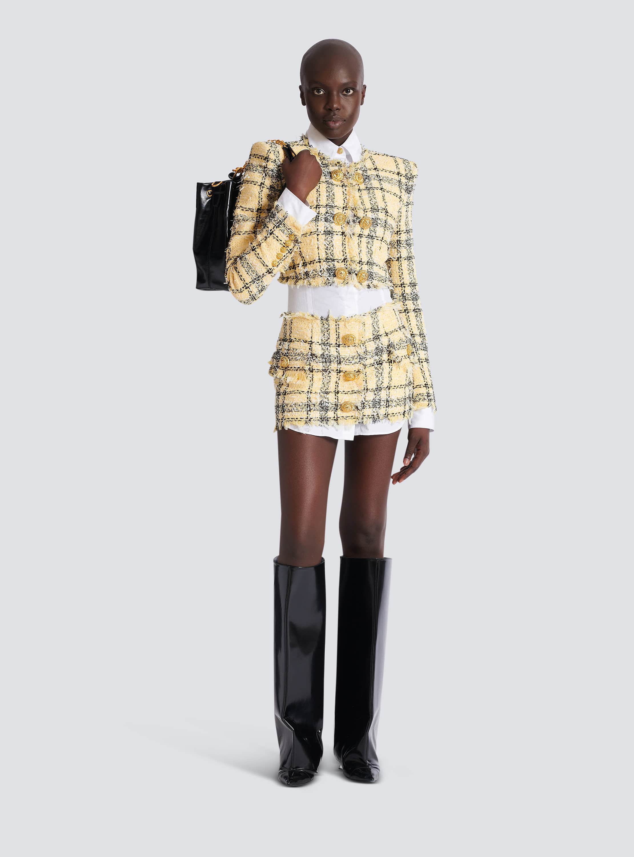 Cropped jacket in glitter tweed