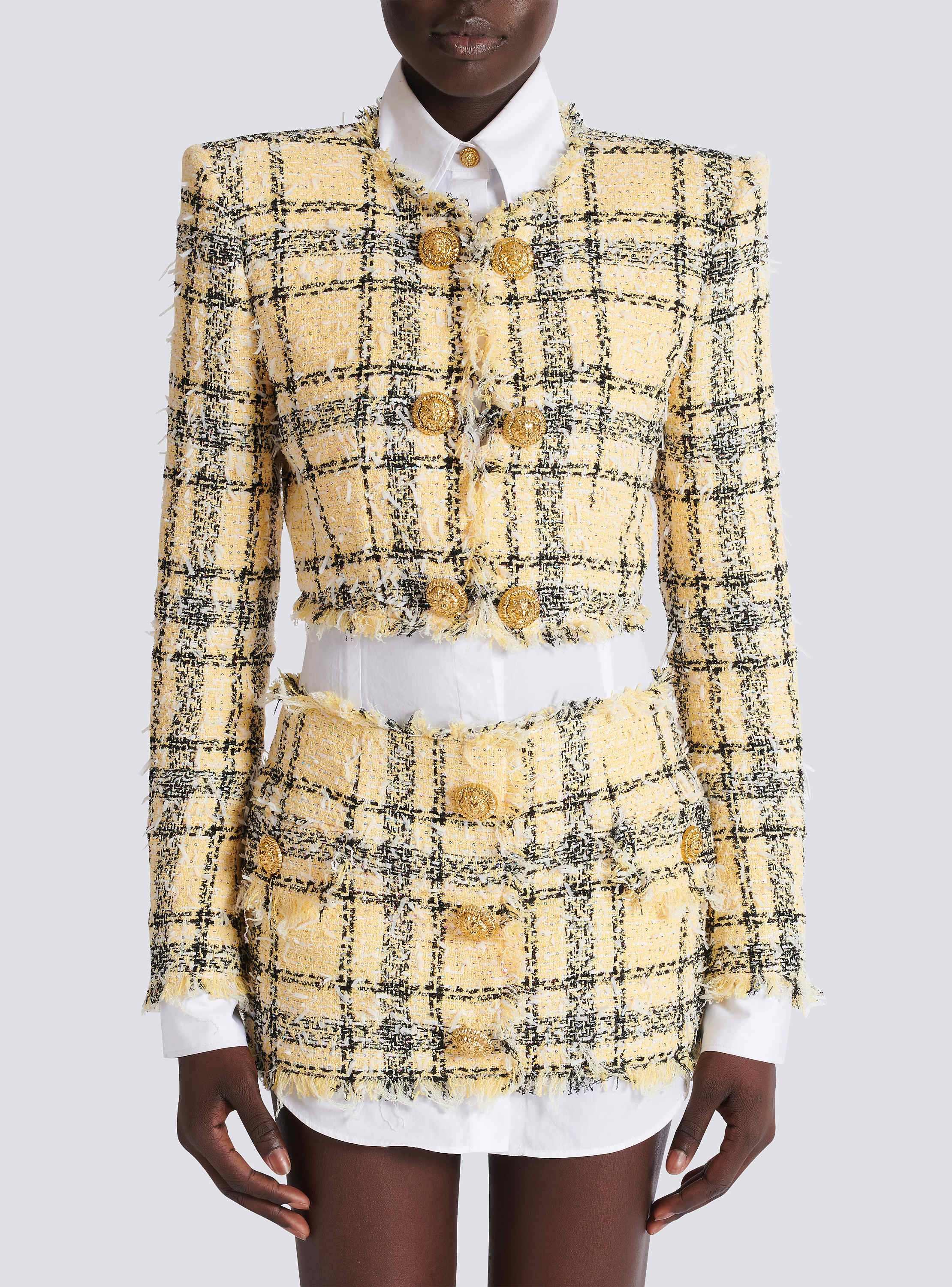 Cropped jacket in glitter tweed