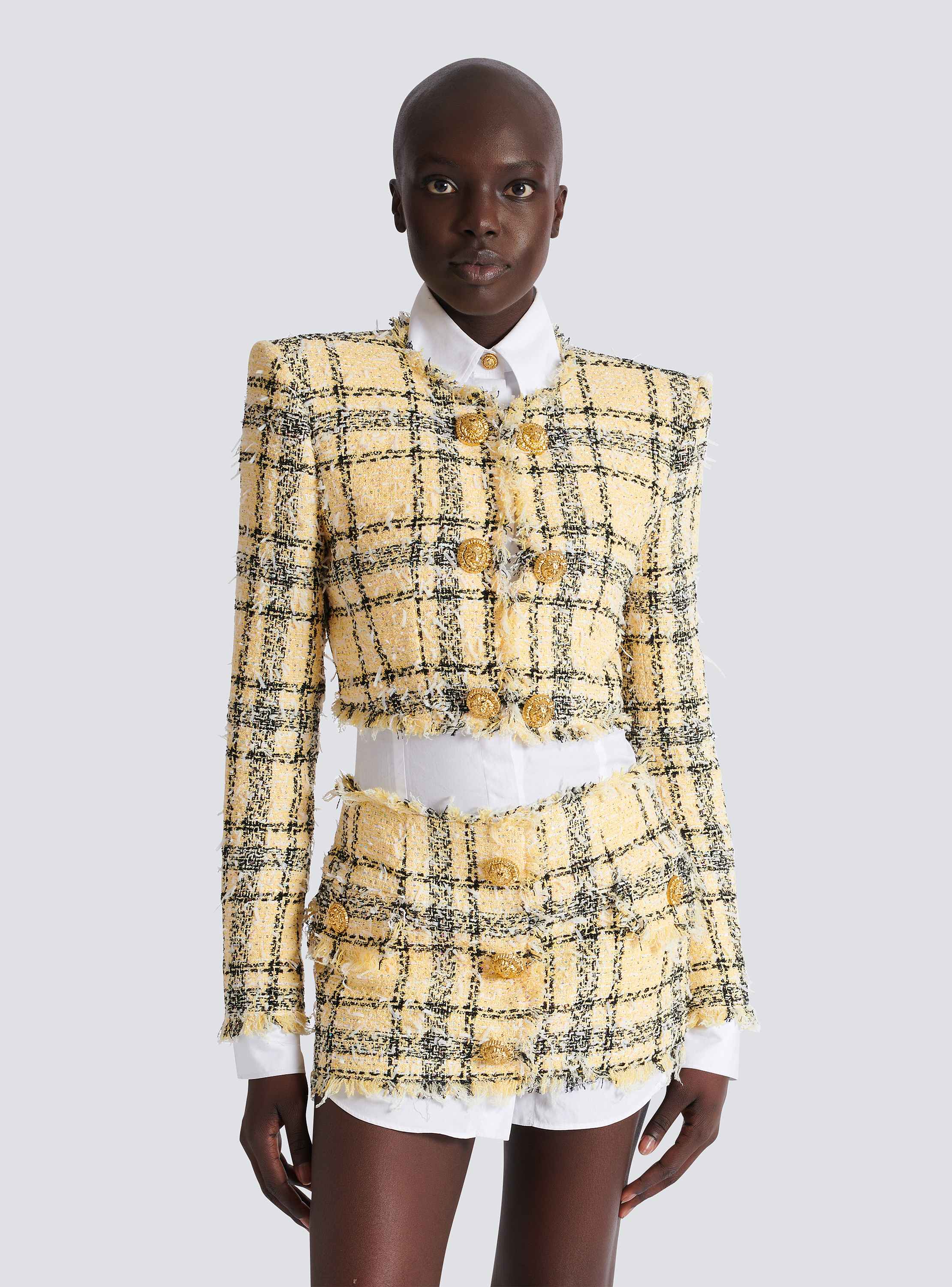 Cropped jacket in glitter tweed