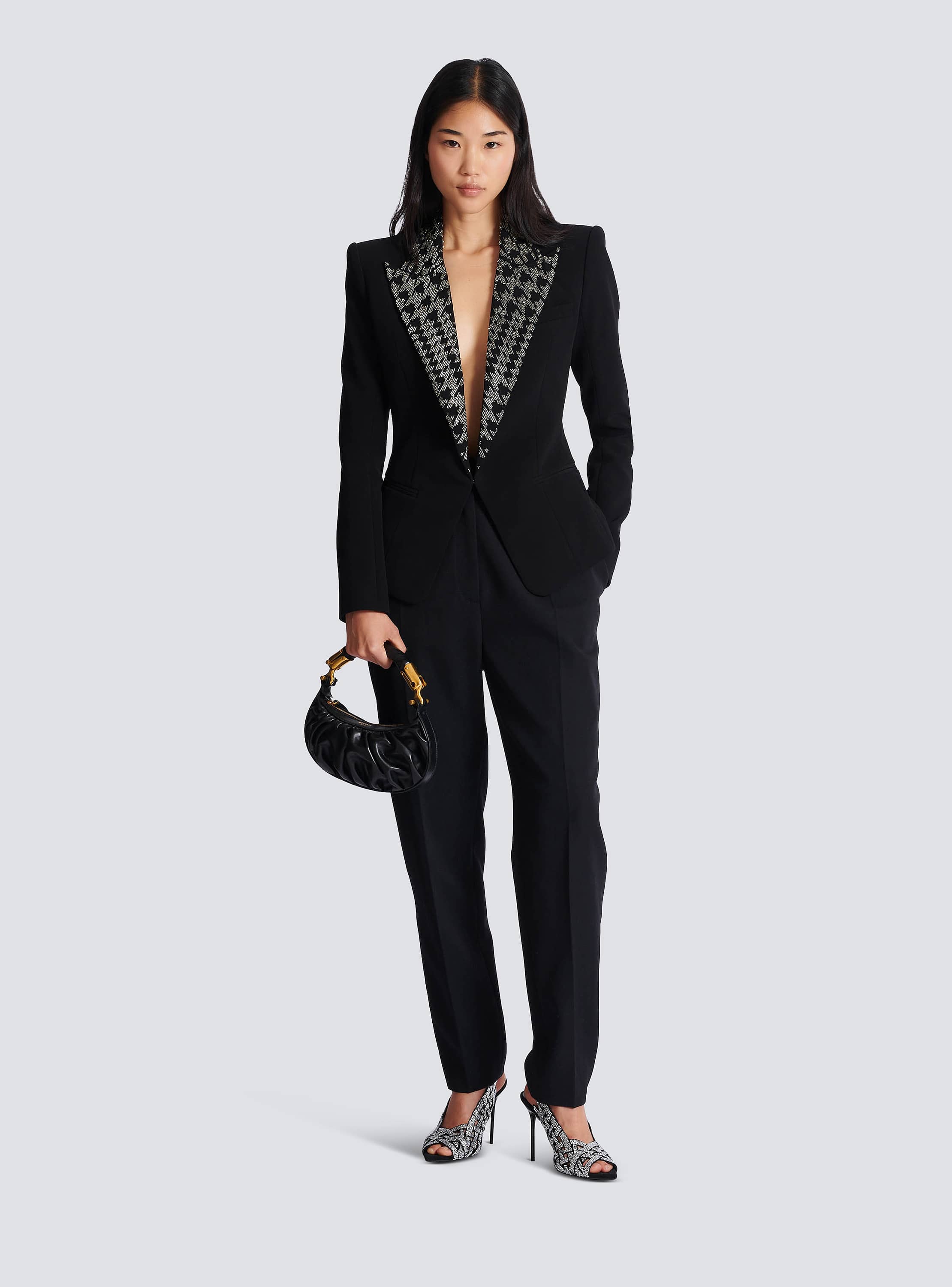 Embroidered 6-button jacket