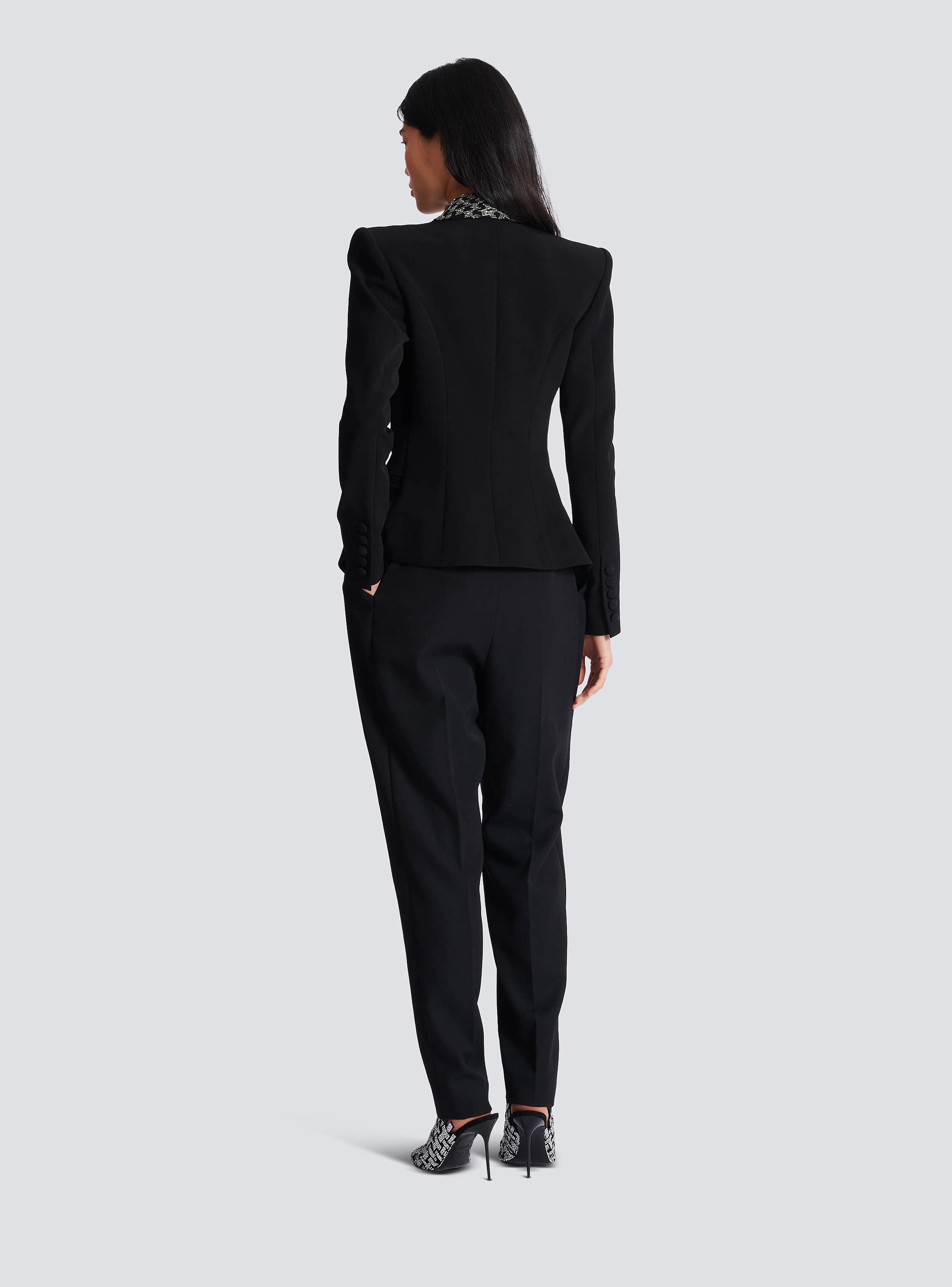 Embroidered 6-button jacket