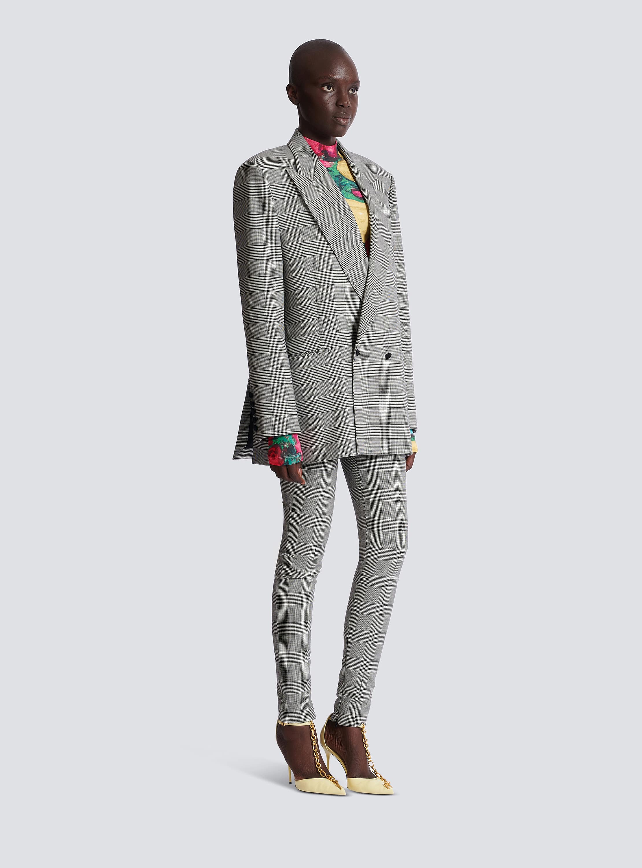 Oversized jacket in Prince of Wales jacquard