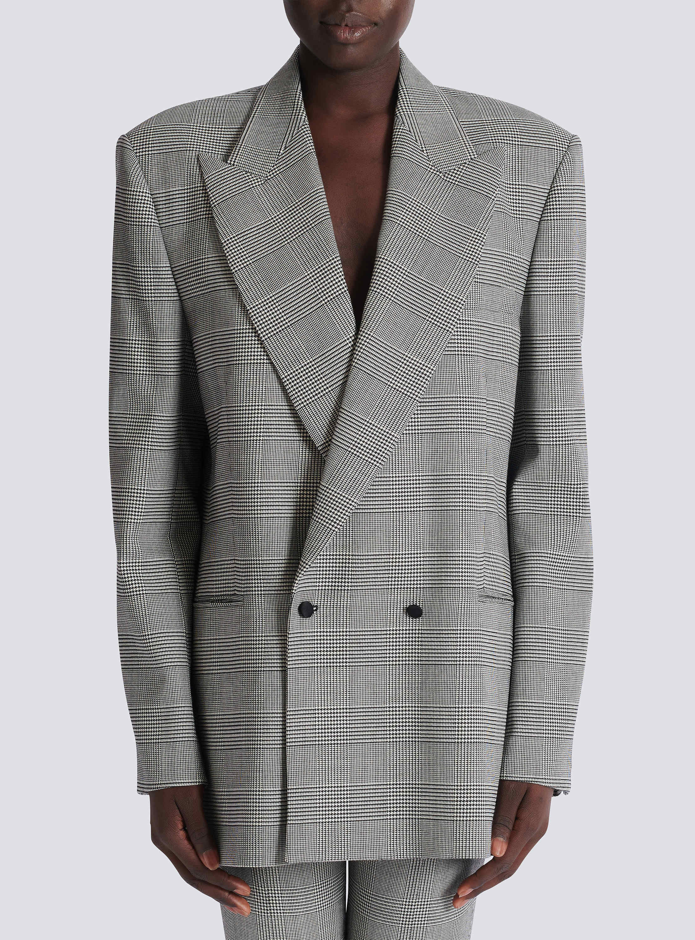 Oversized jacket in Prince of Wales jacquard