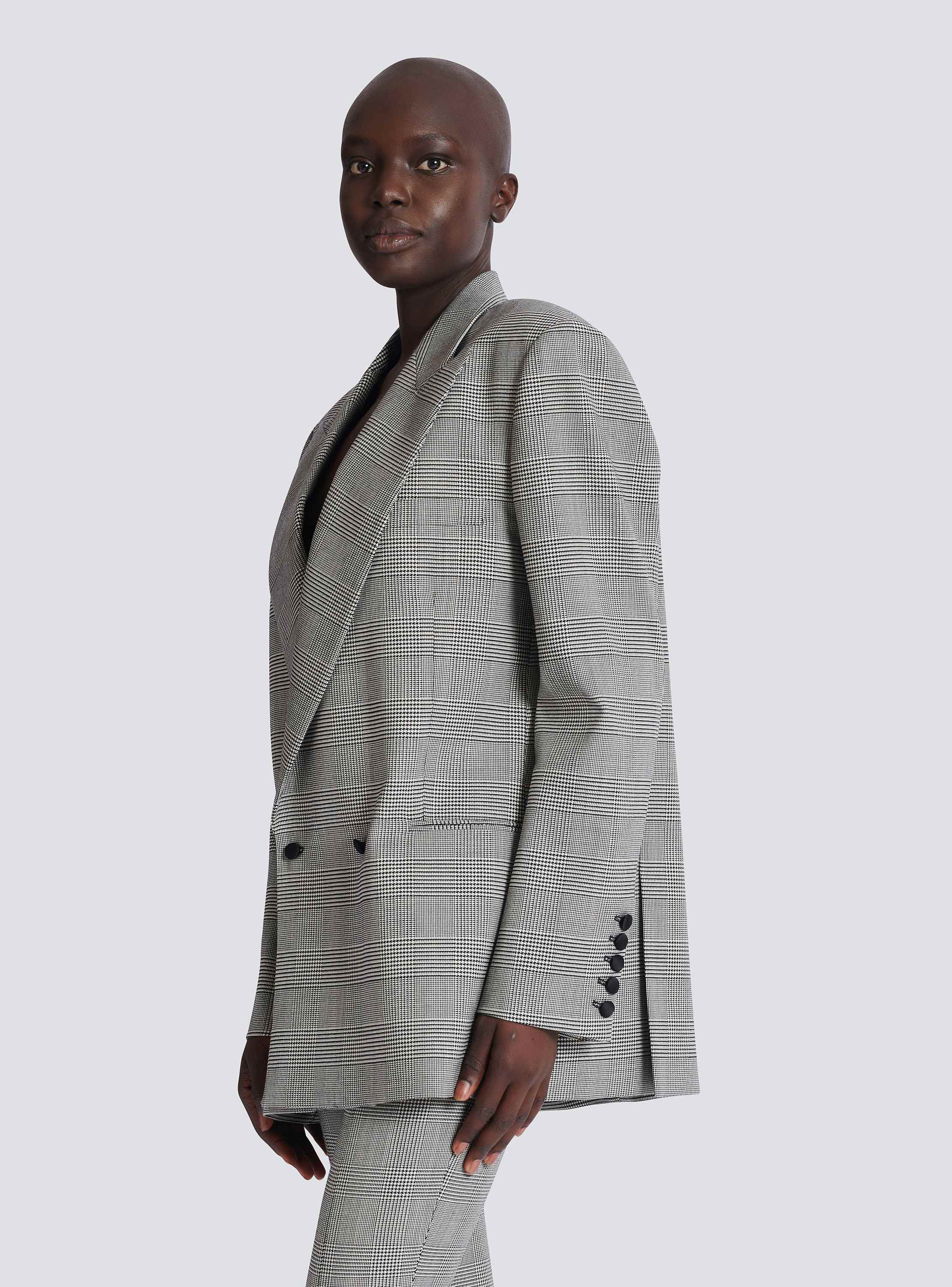 Oversized jacket in Prince of Wales jacquard
