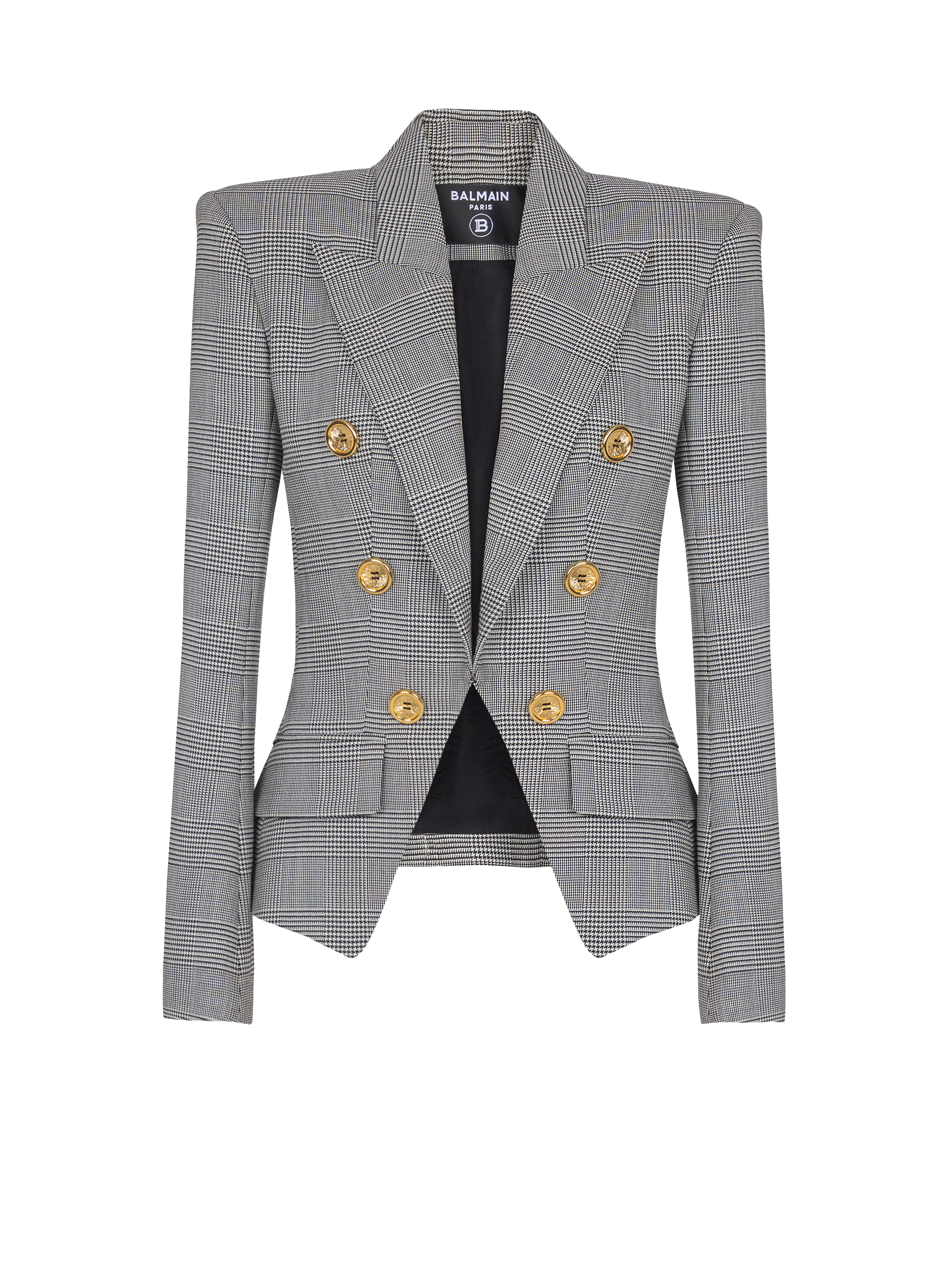 6-button jacket in Prince of Wales jacquard