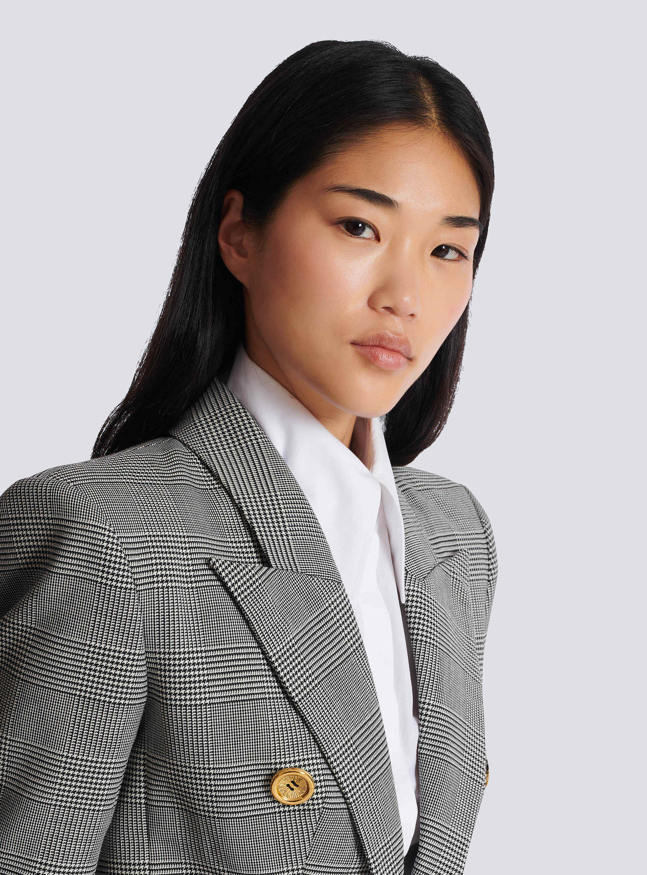 6-button jacket in Prince of Wales jacquard