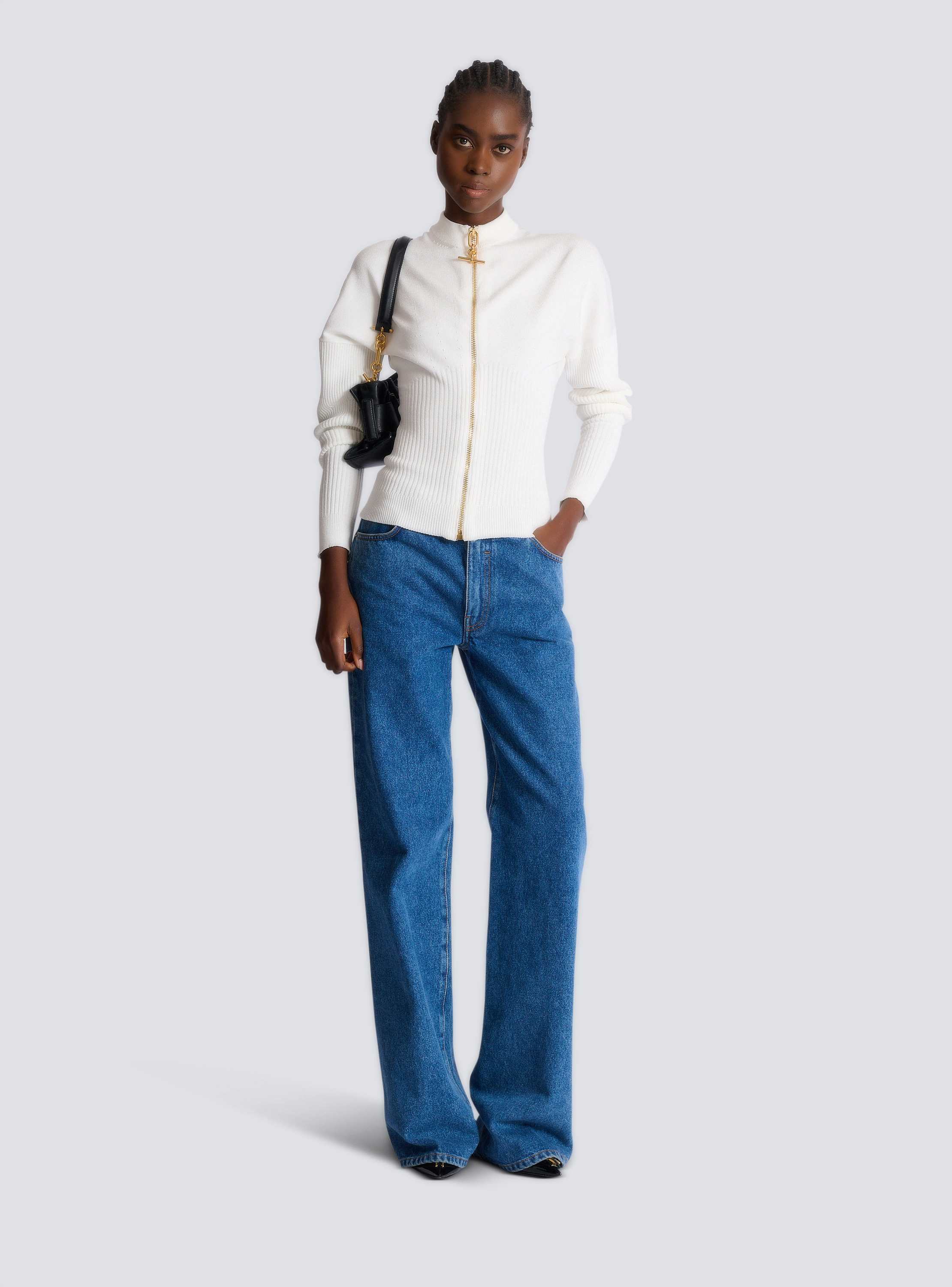 Zipped knit cardigan