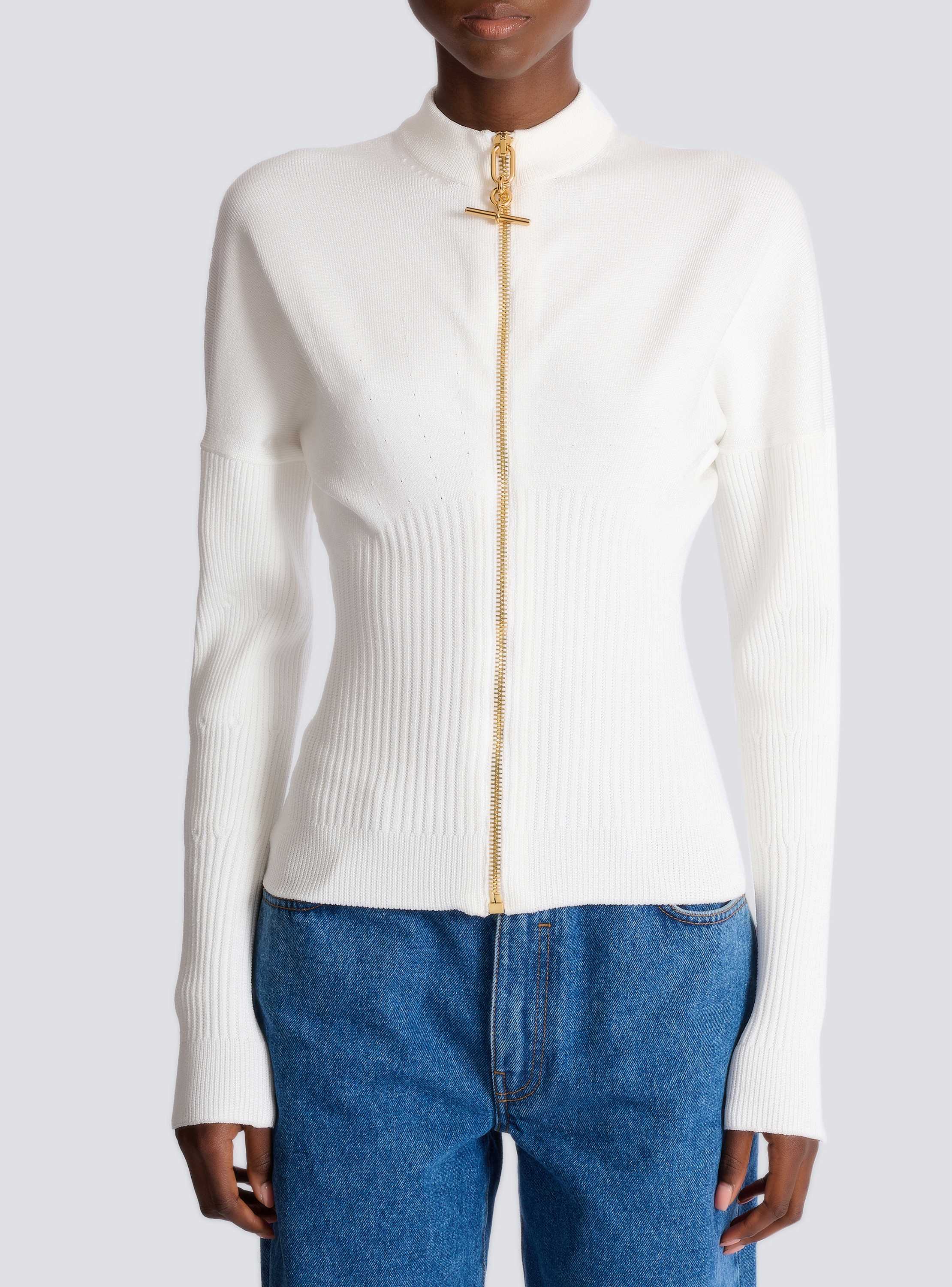 Zipped knit cardigan