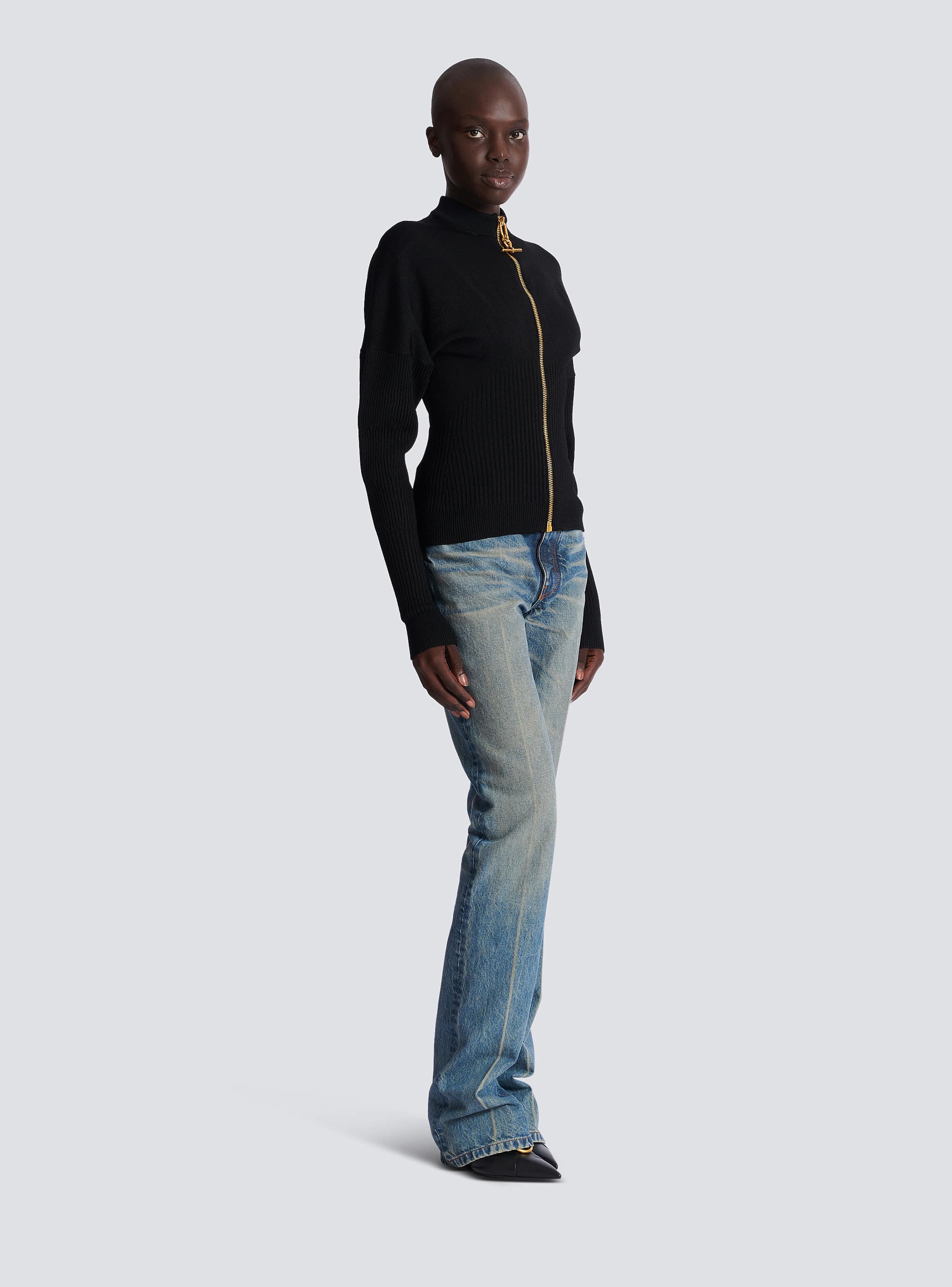 Zipped knit cardigan