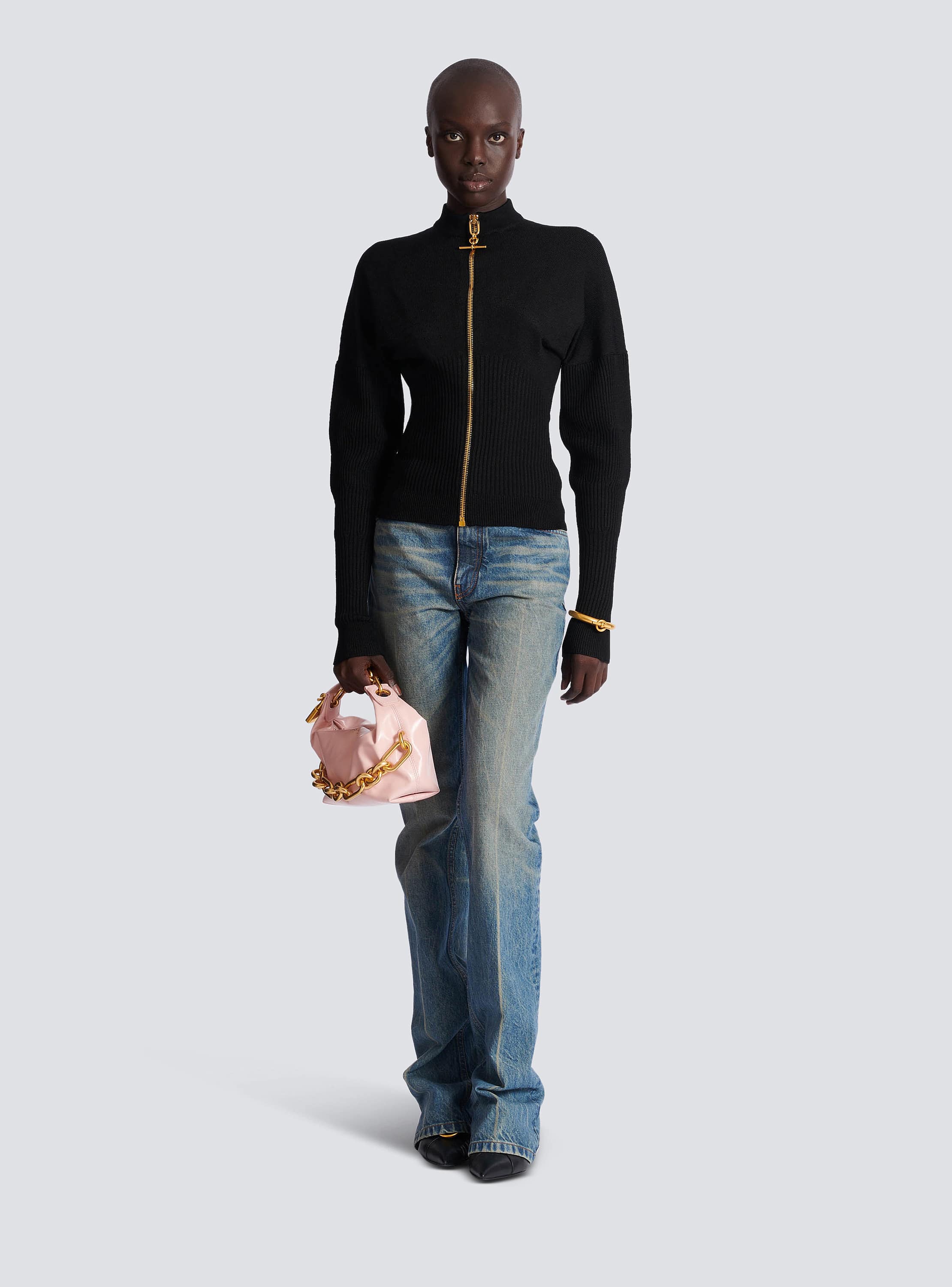 Zipped knit cardigan