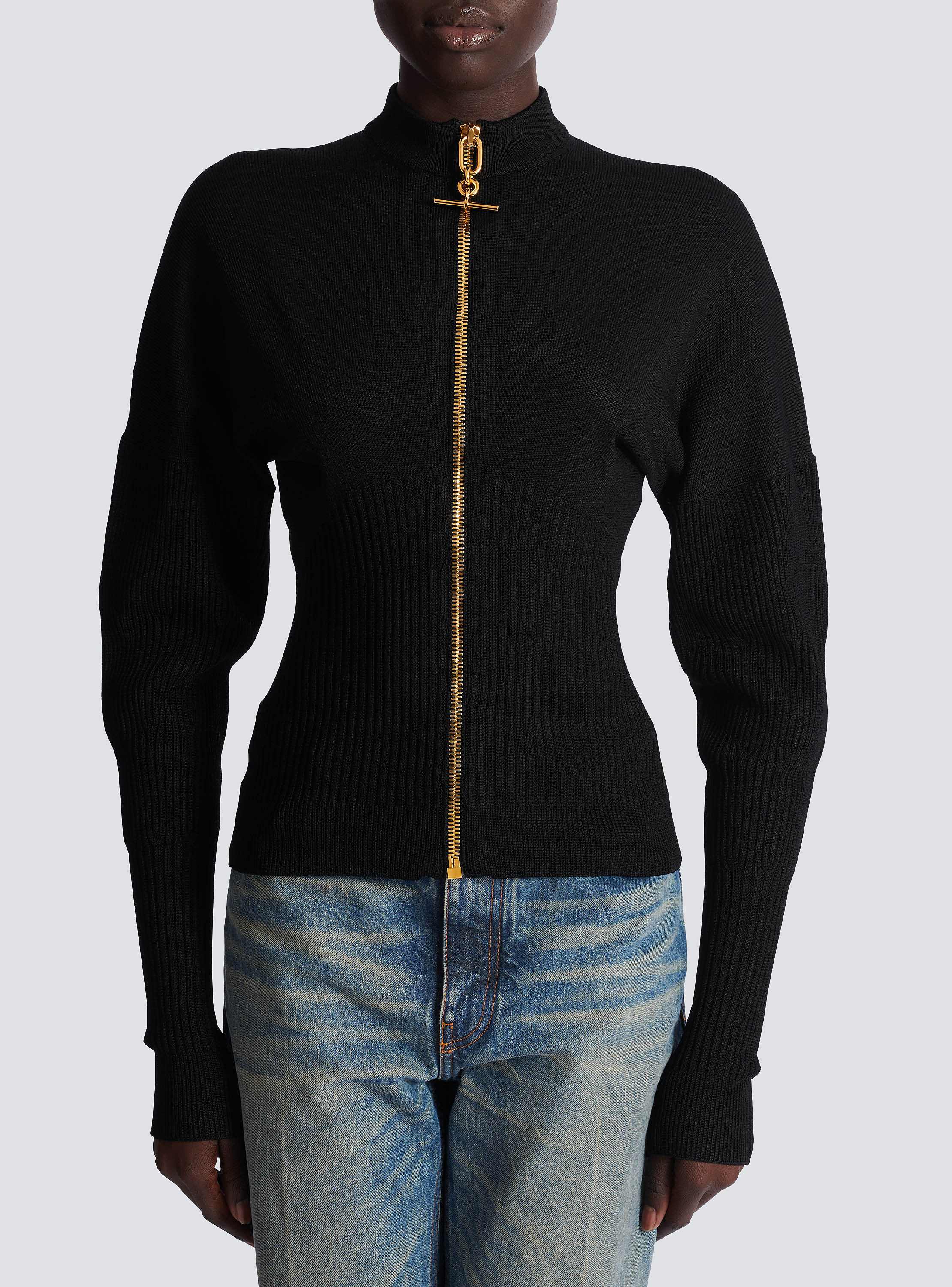 Zipped knit cardigan