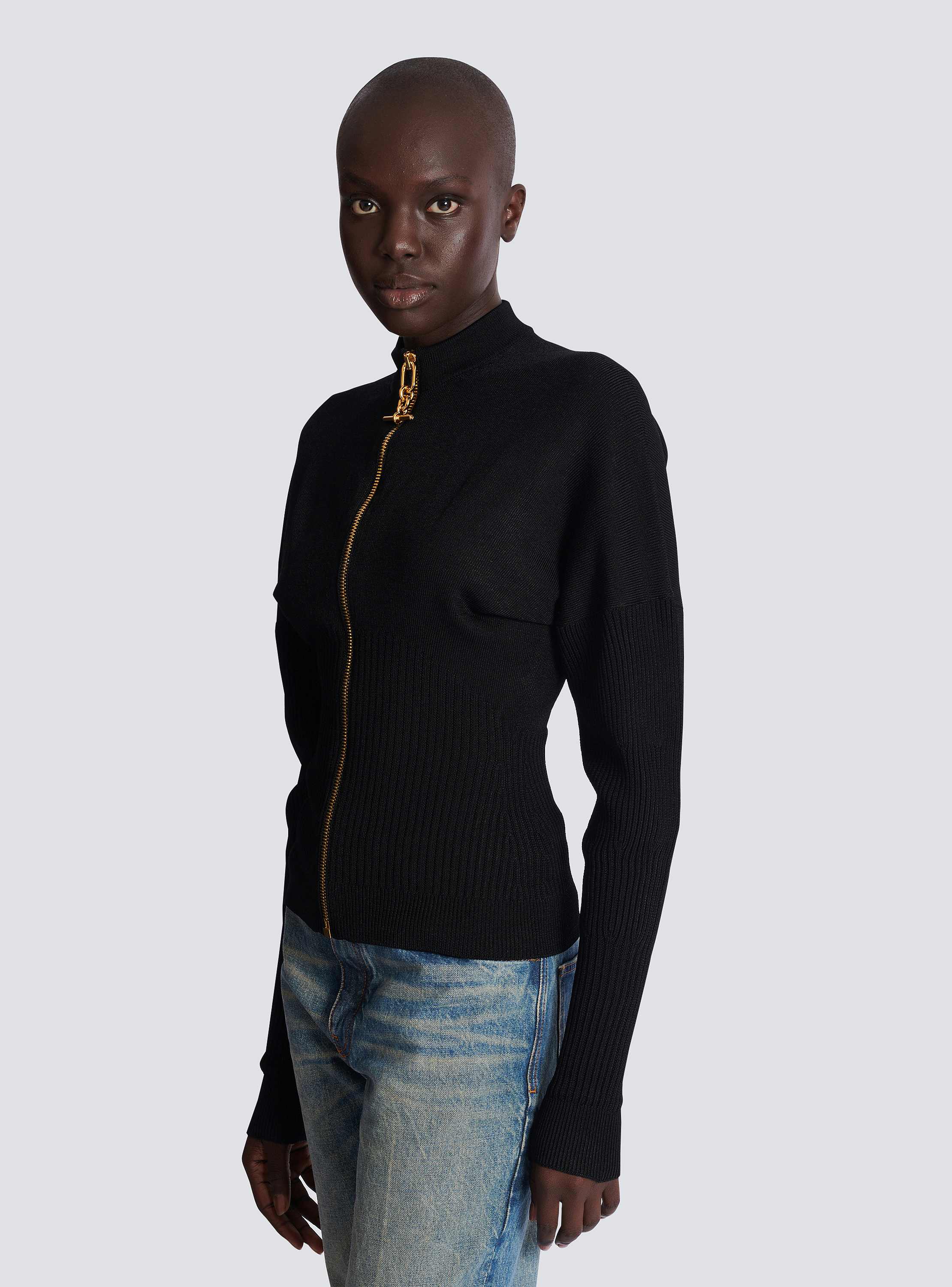 Zipped knit cardigan