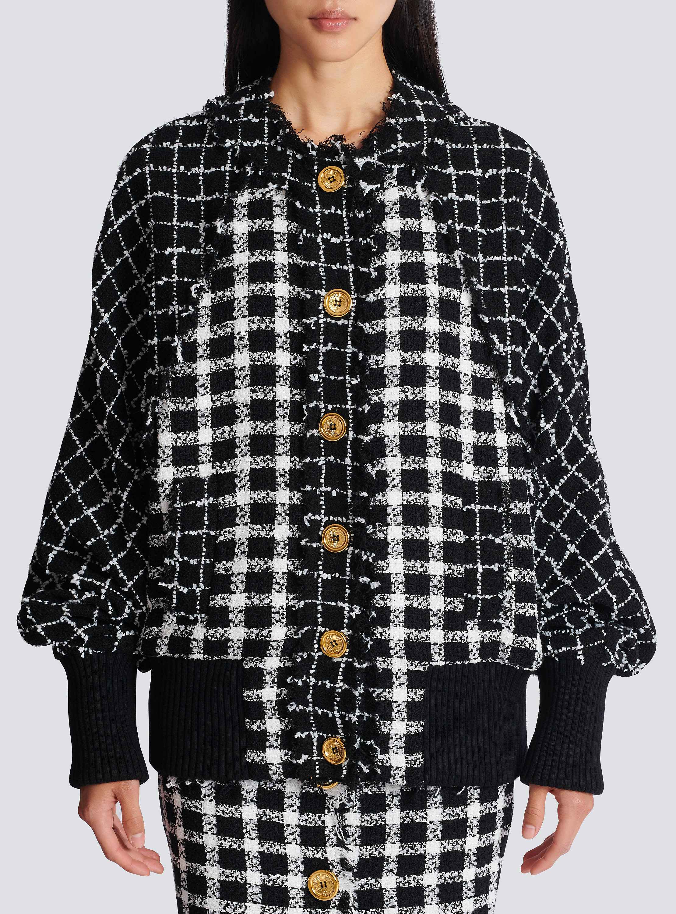 Oversized bomber jacket in mixed tweed