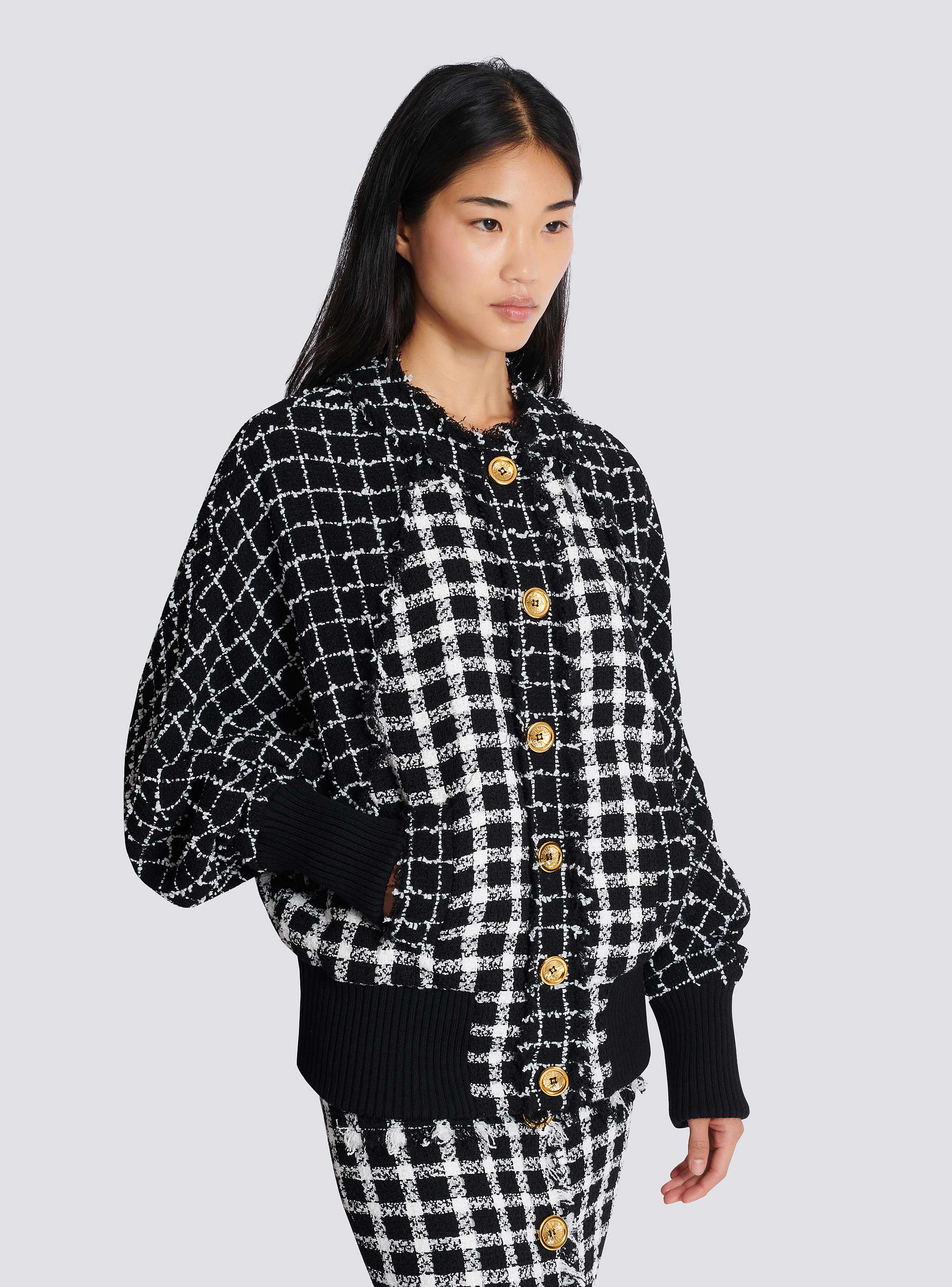 Oversized bomber jacket in mixed tweed