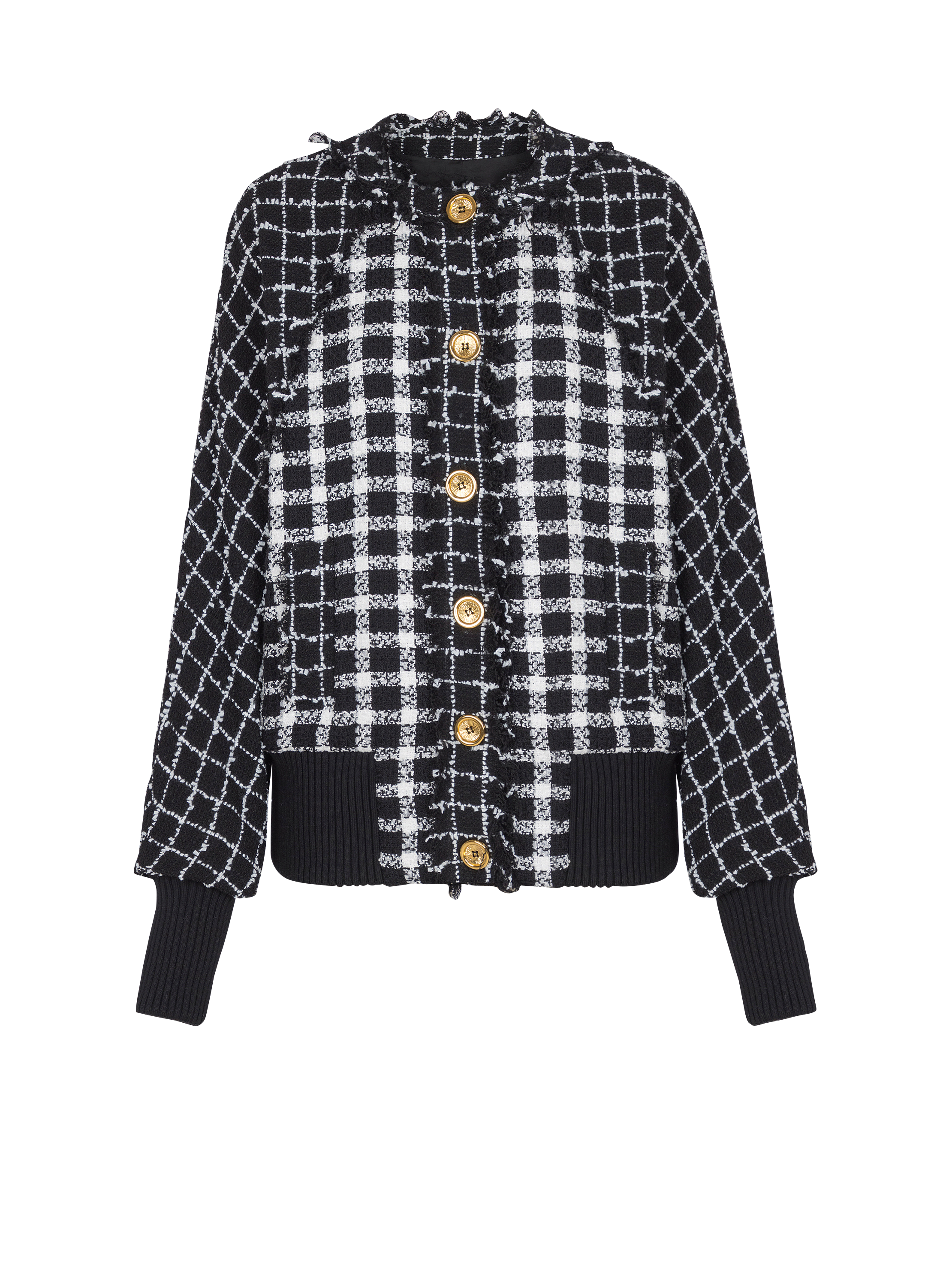 Oversized bomber jacket in mixed tweed