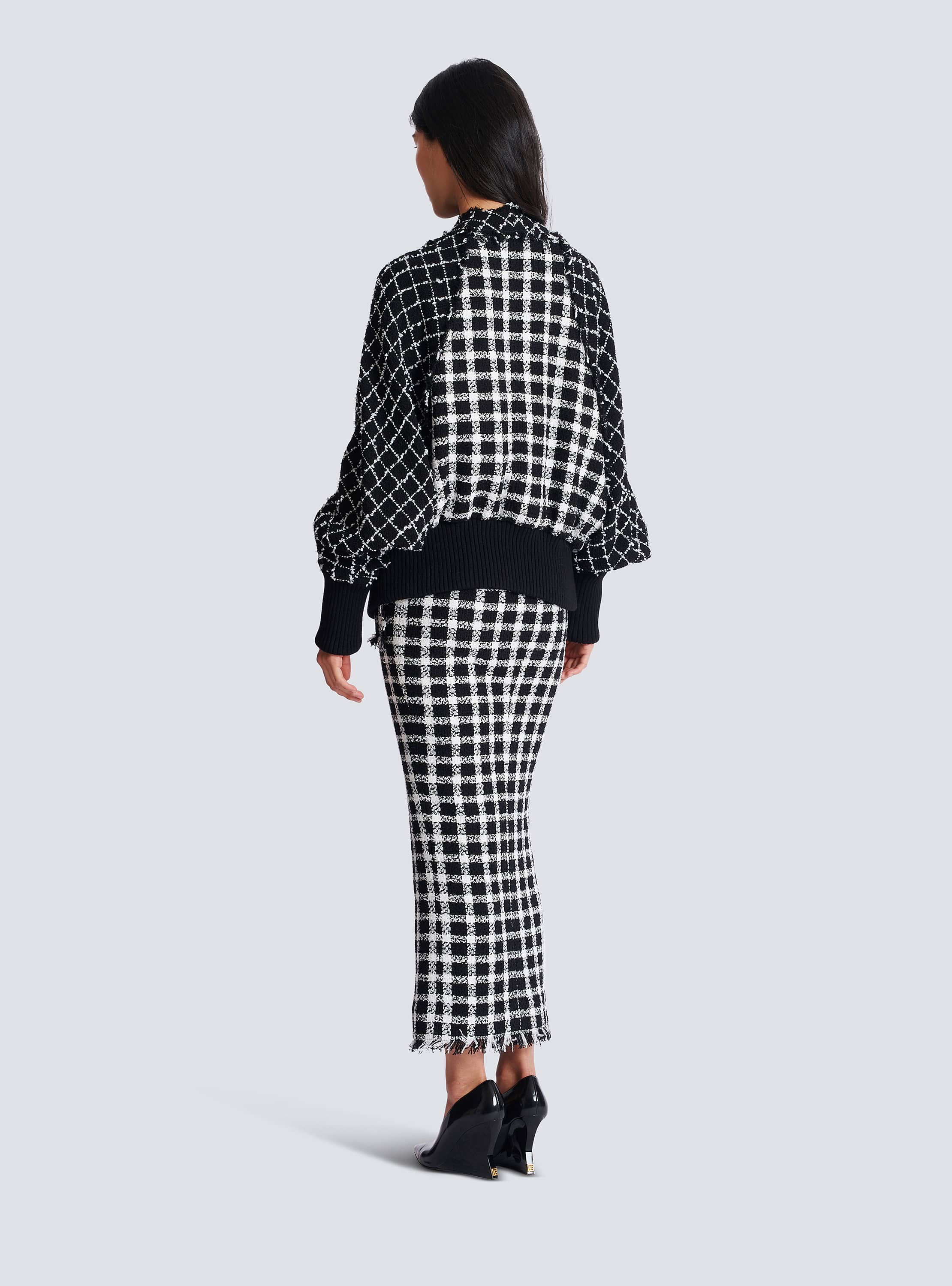 Oversized bomber jacket in mixed tweed