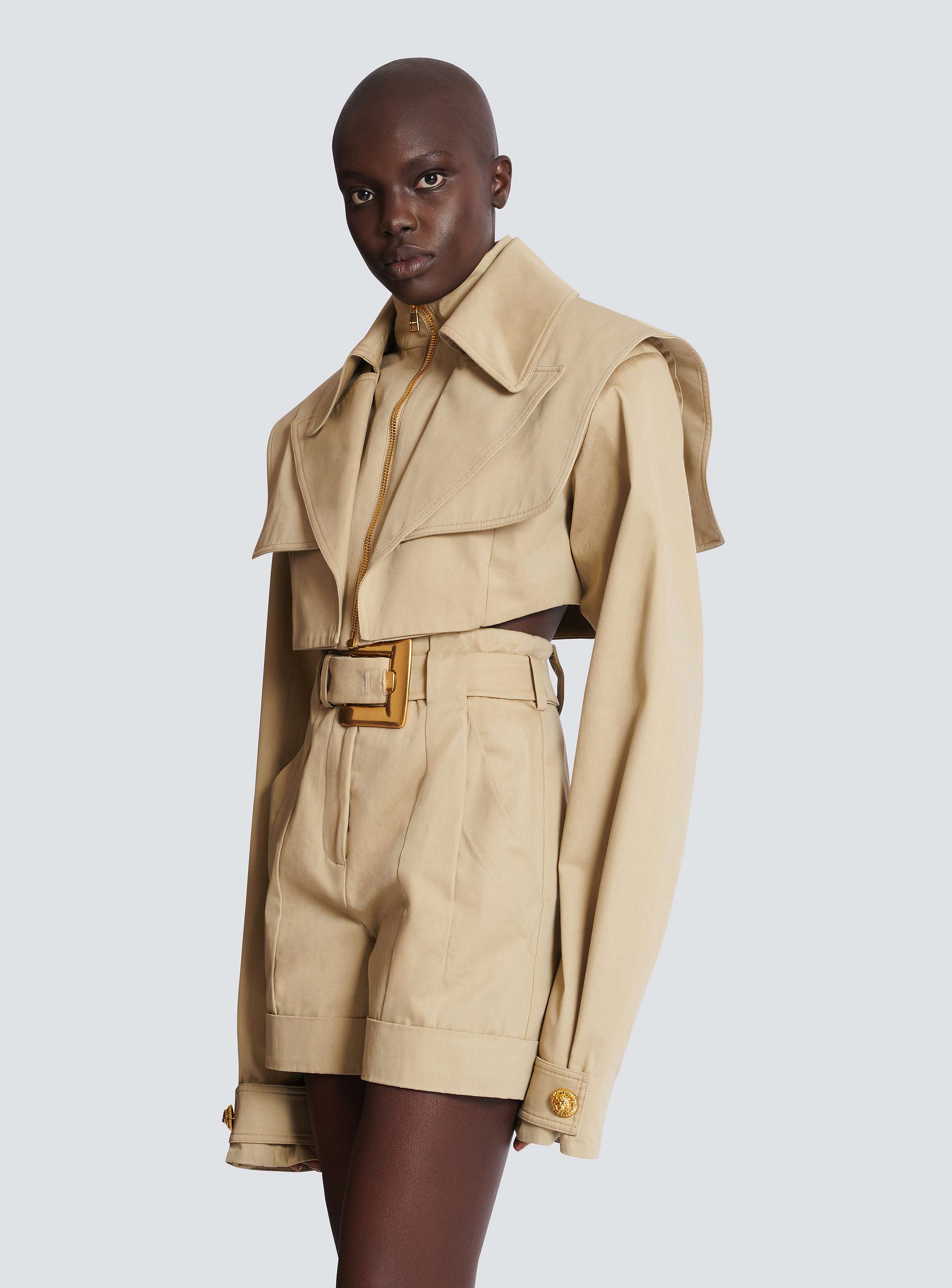 Cropped gabardine jacket