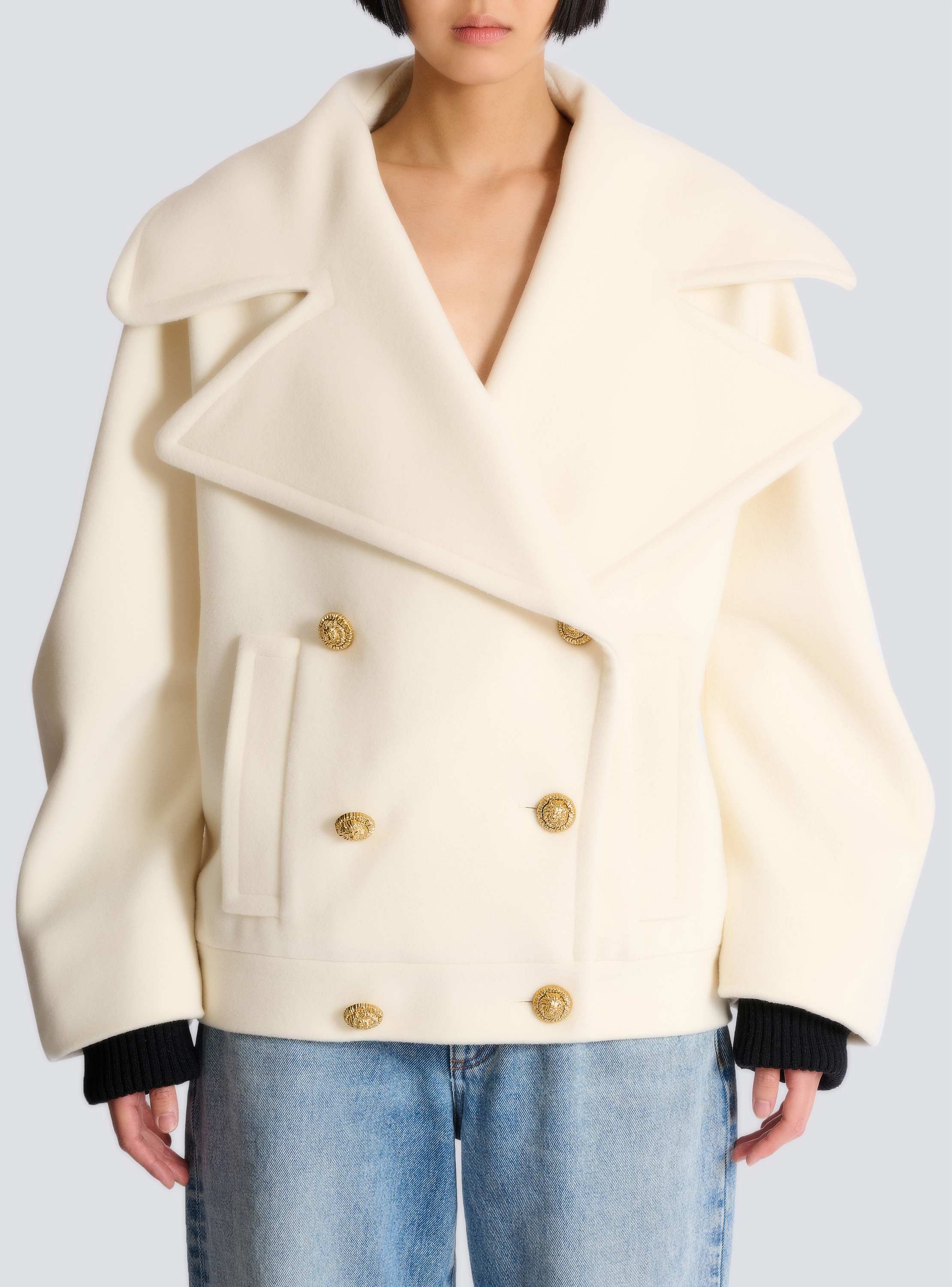 Wool 4-buttons pea coat