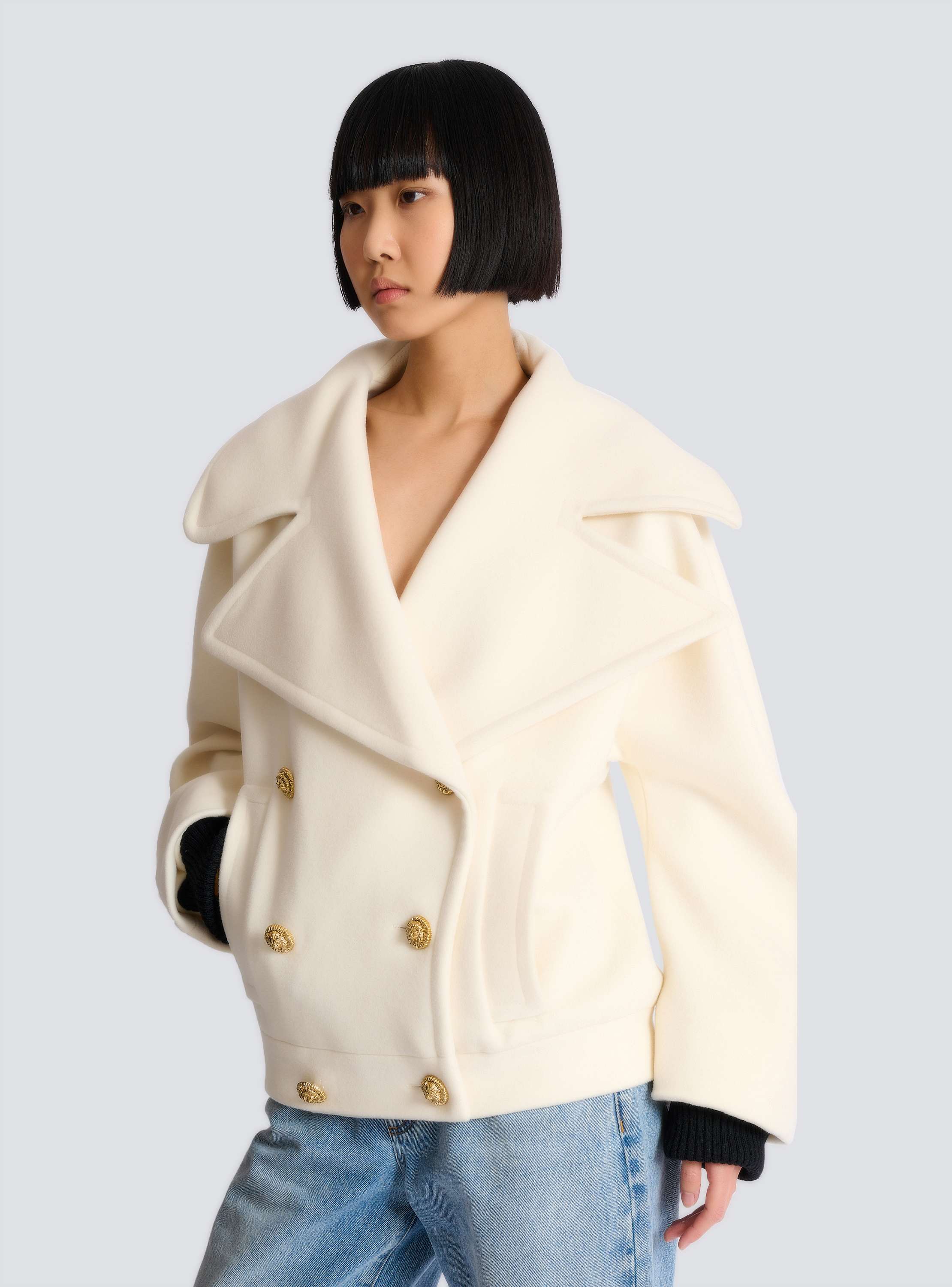 Wool 4-buttons pea coat