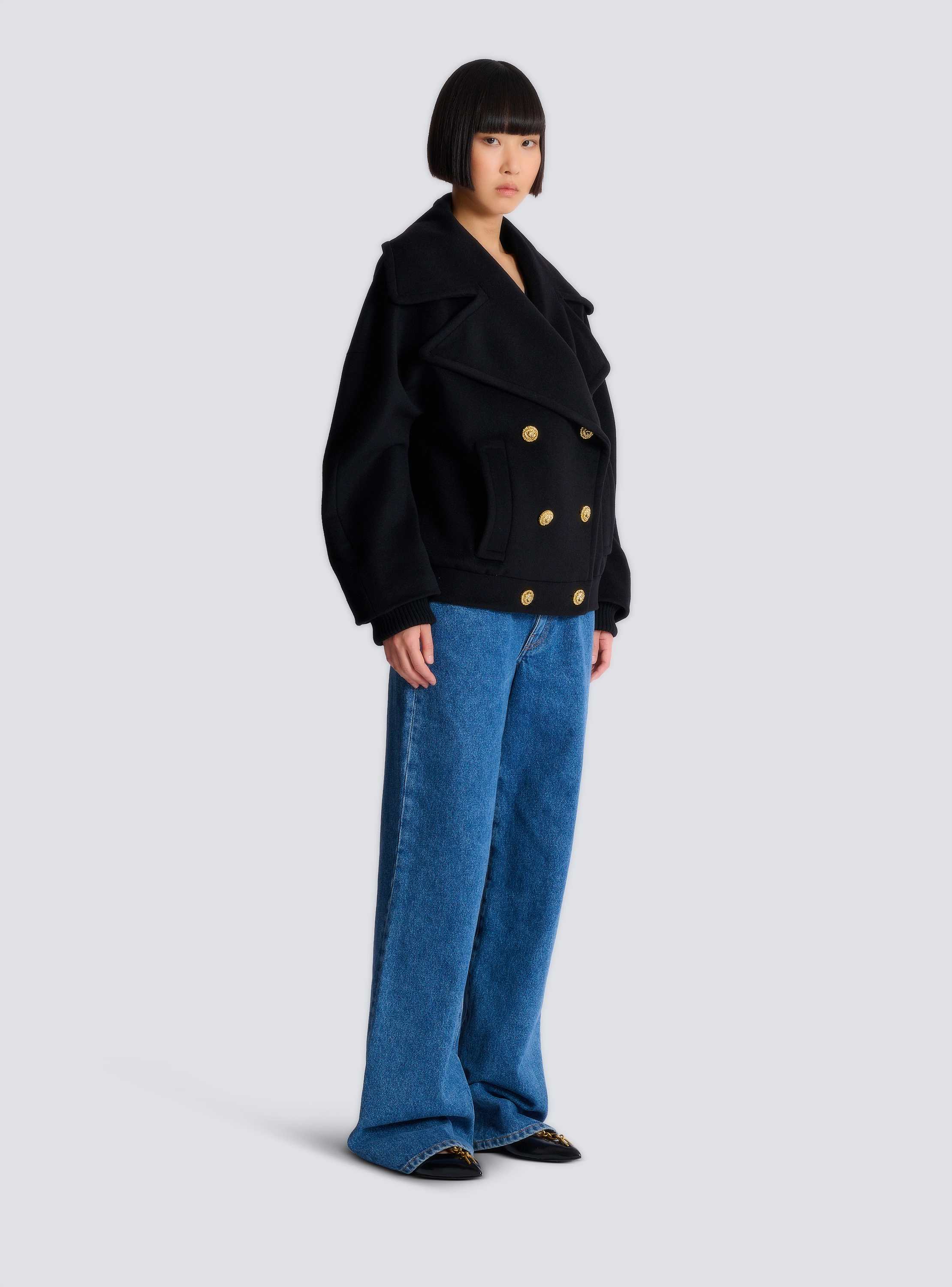 Wool 4-buttons pea coat