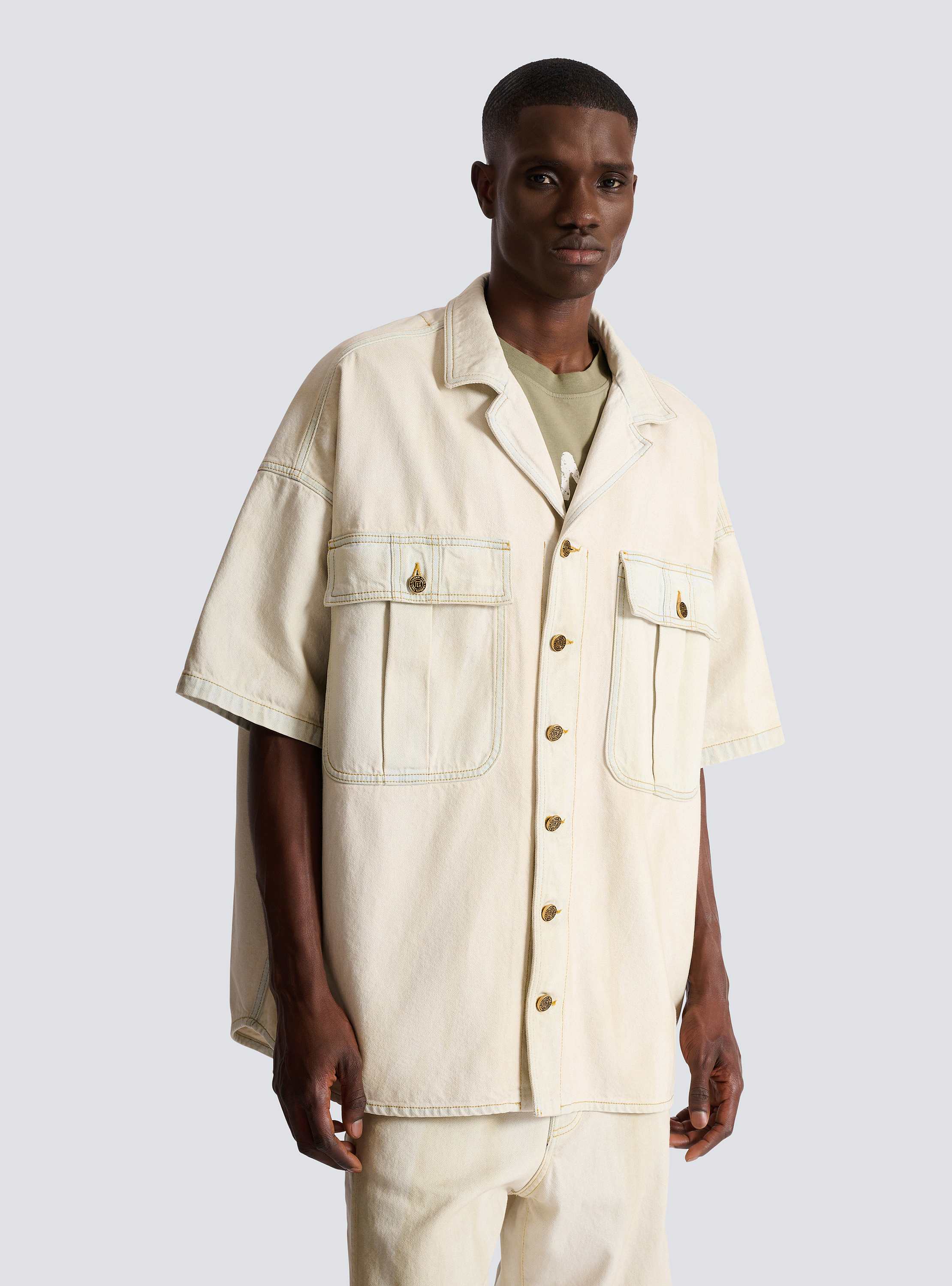 Faded denim overshirt