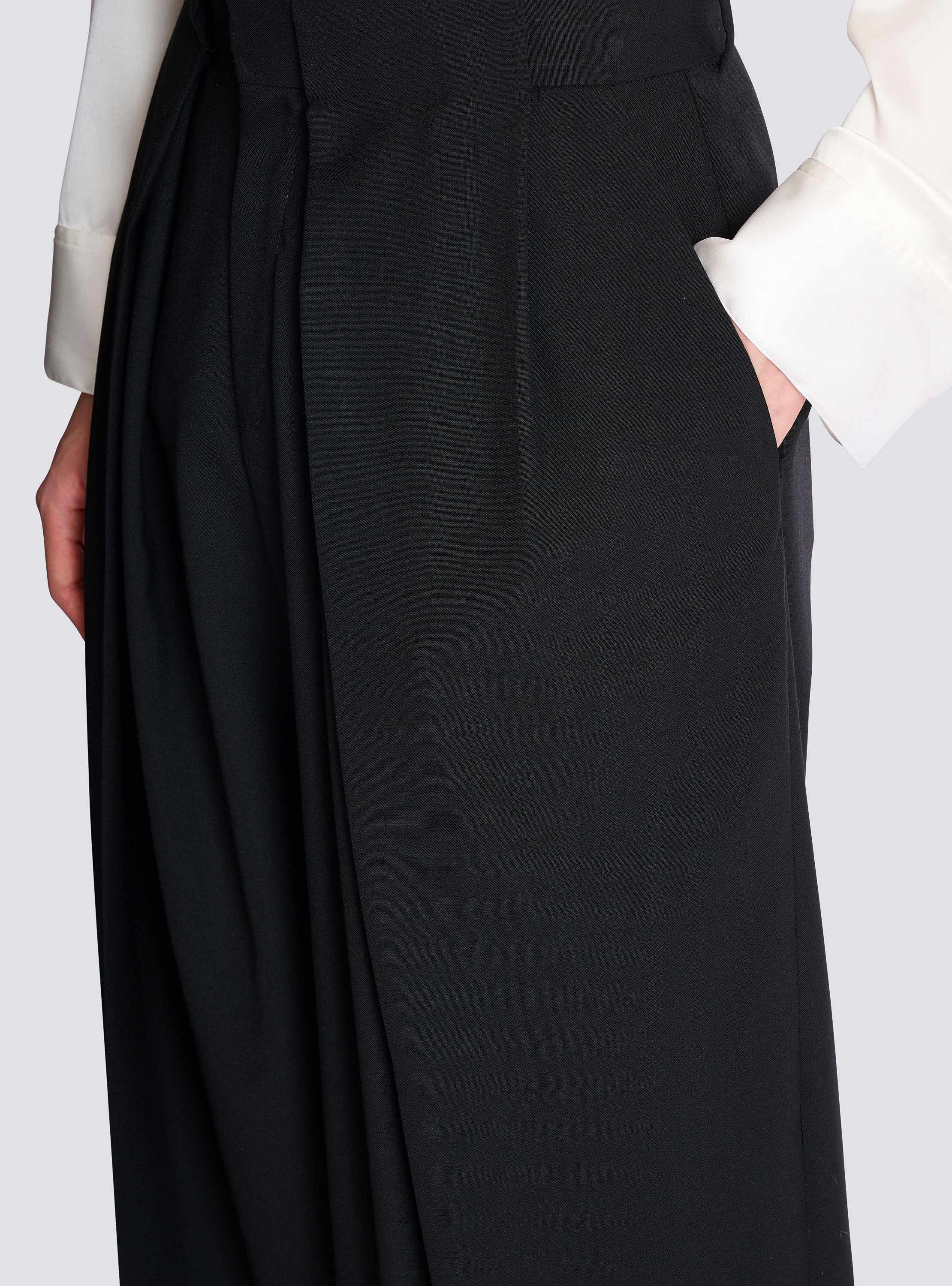 Wool twill trousers with wide knife pleats