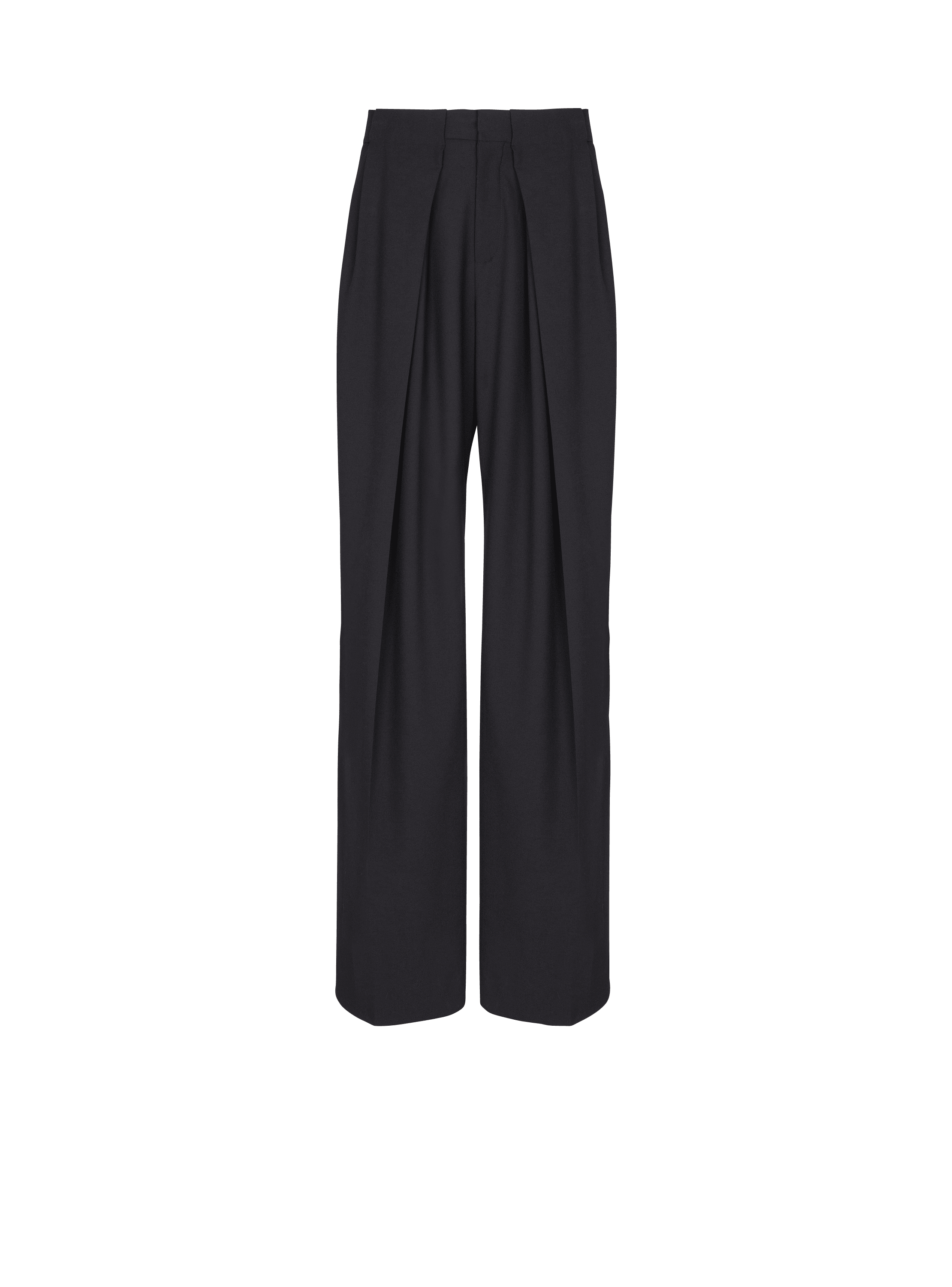 Wool twill trousers with wide knife pleats