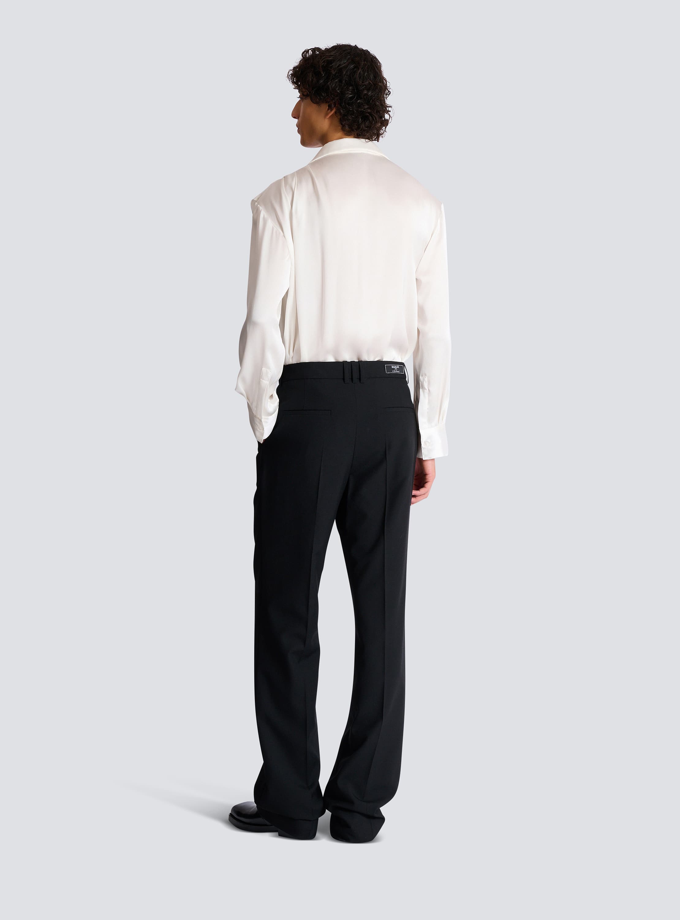 Pleated wool trousers with Sand Effect embroidery