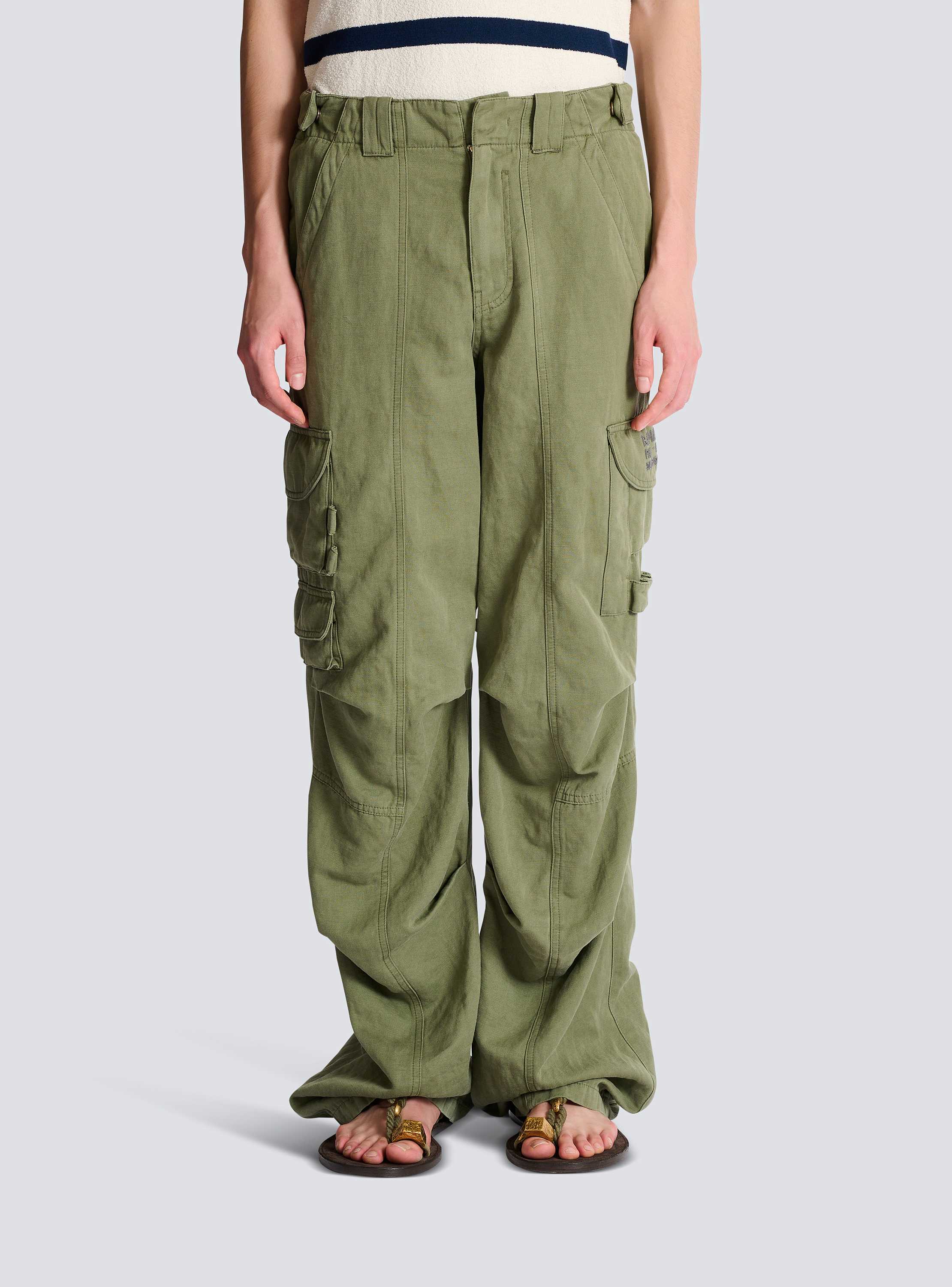 Balmain Stamp cargo pants in cotton and linen